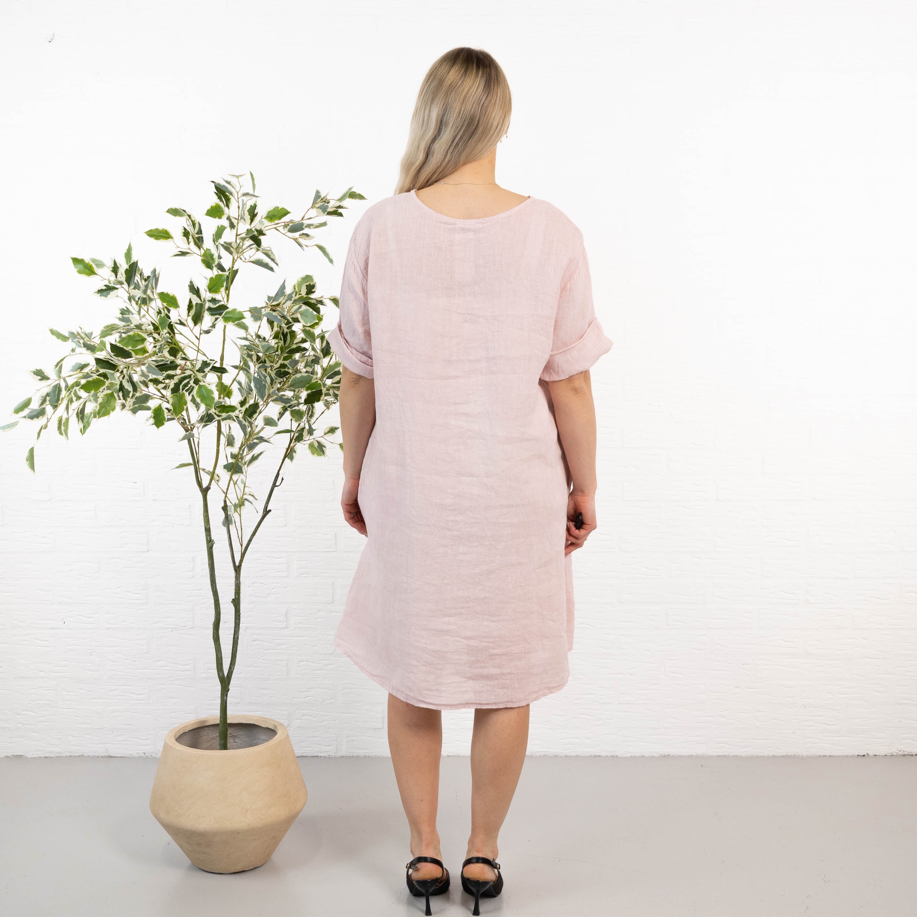Goldie ægte hør kjole, Rosa