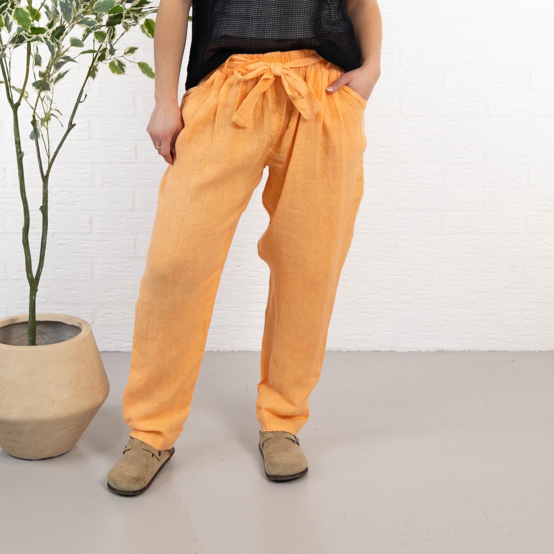 Nyrzi ægte hør bukser, Orange