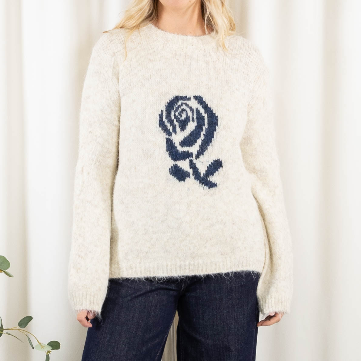 Rose strik, Beige/Navy