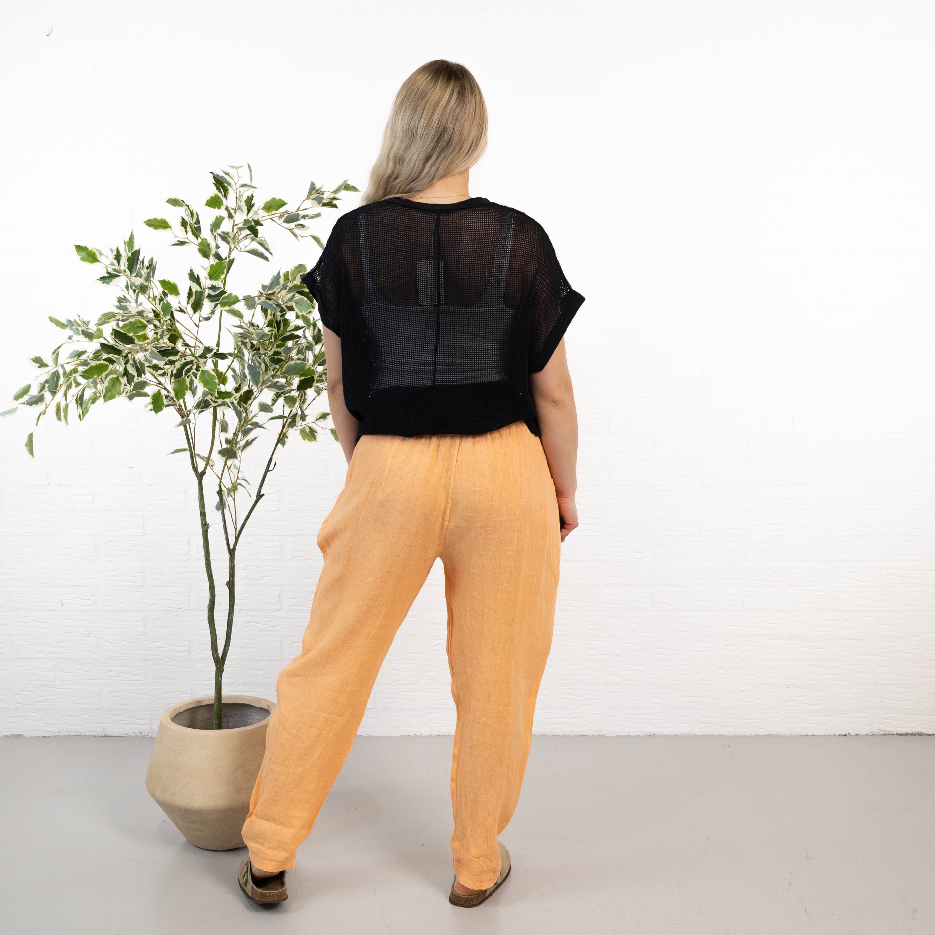 Aora ægte hør bukser, Orange