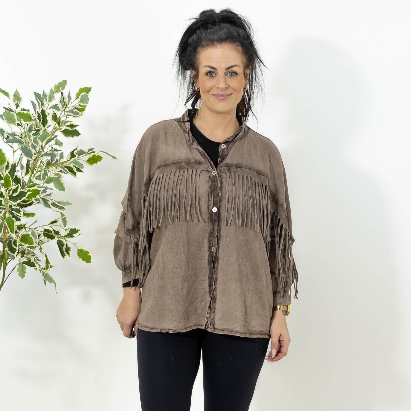 Cindy acid washed skjorte, Choko