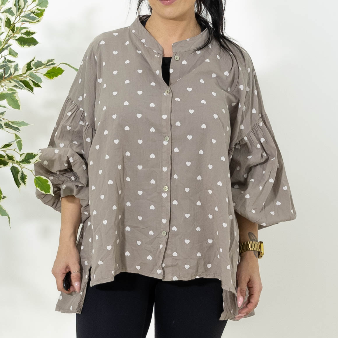 Panama hjerte skjorte, Taupe