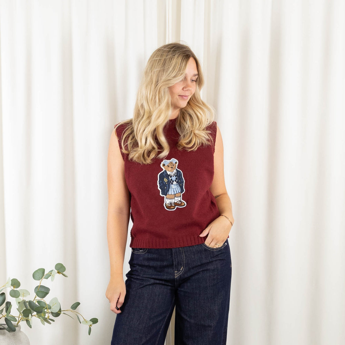 Kammy strik/vest, Bordeaux
