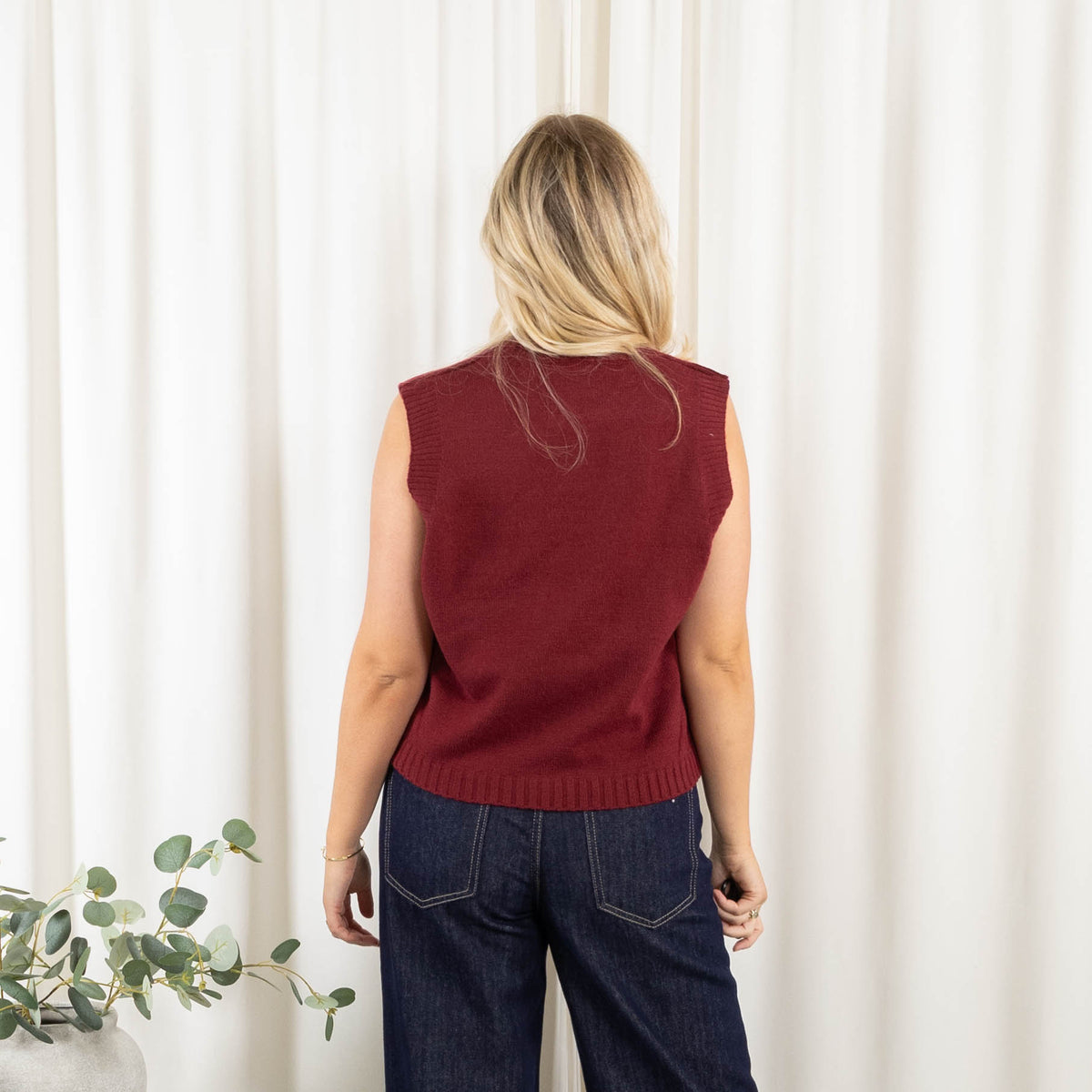 Kammy strik/vest, Bordeaux
