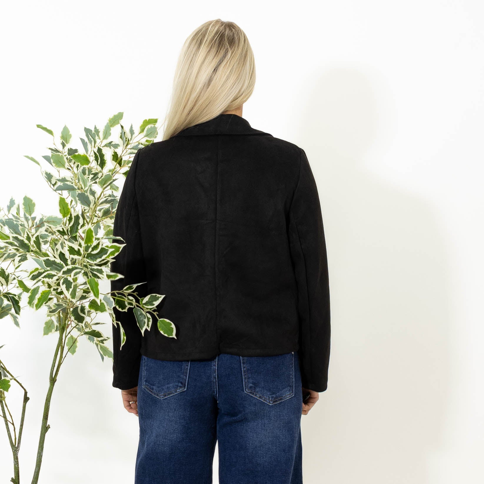 Morgan imiteret ruskinds bomber jakke, Sort