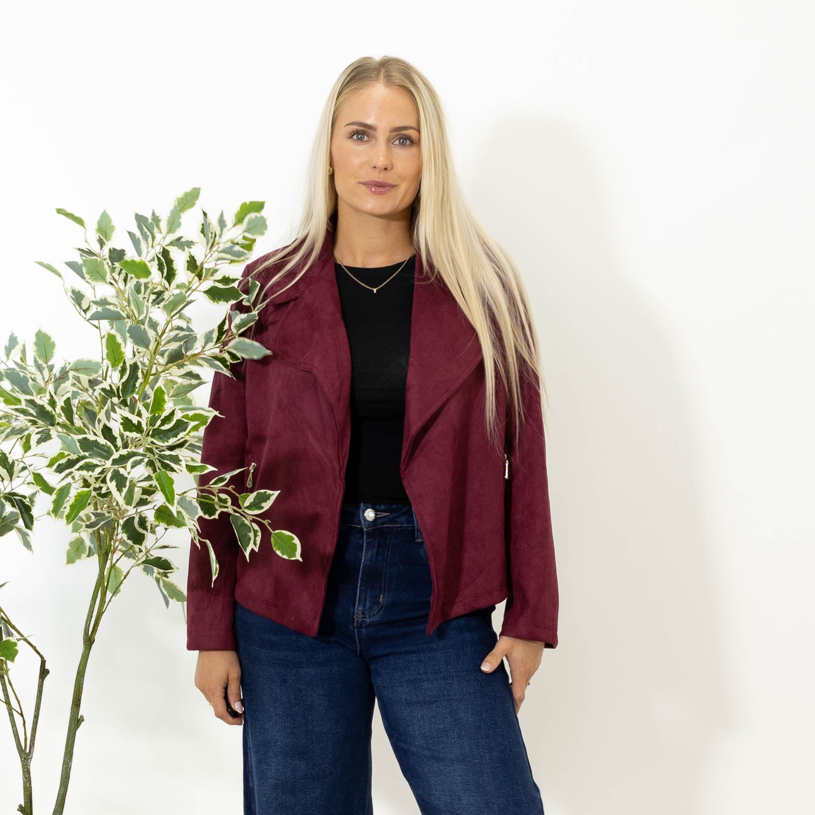 Morgan imiteret ruskinds bomber jakke, Bordeaux