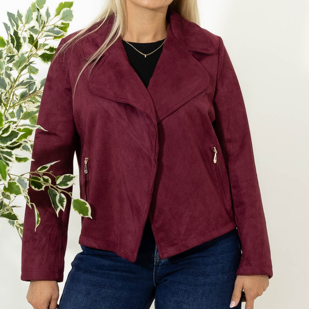 Morgan imiteret ruskinds bomber jakke, Bordeaux