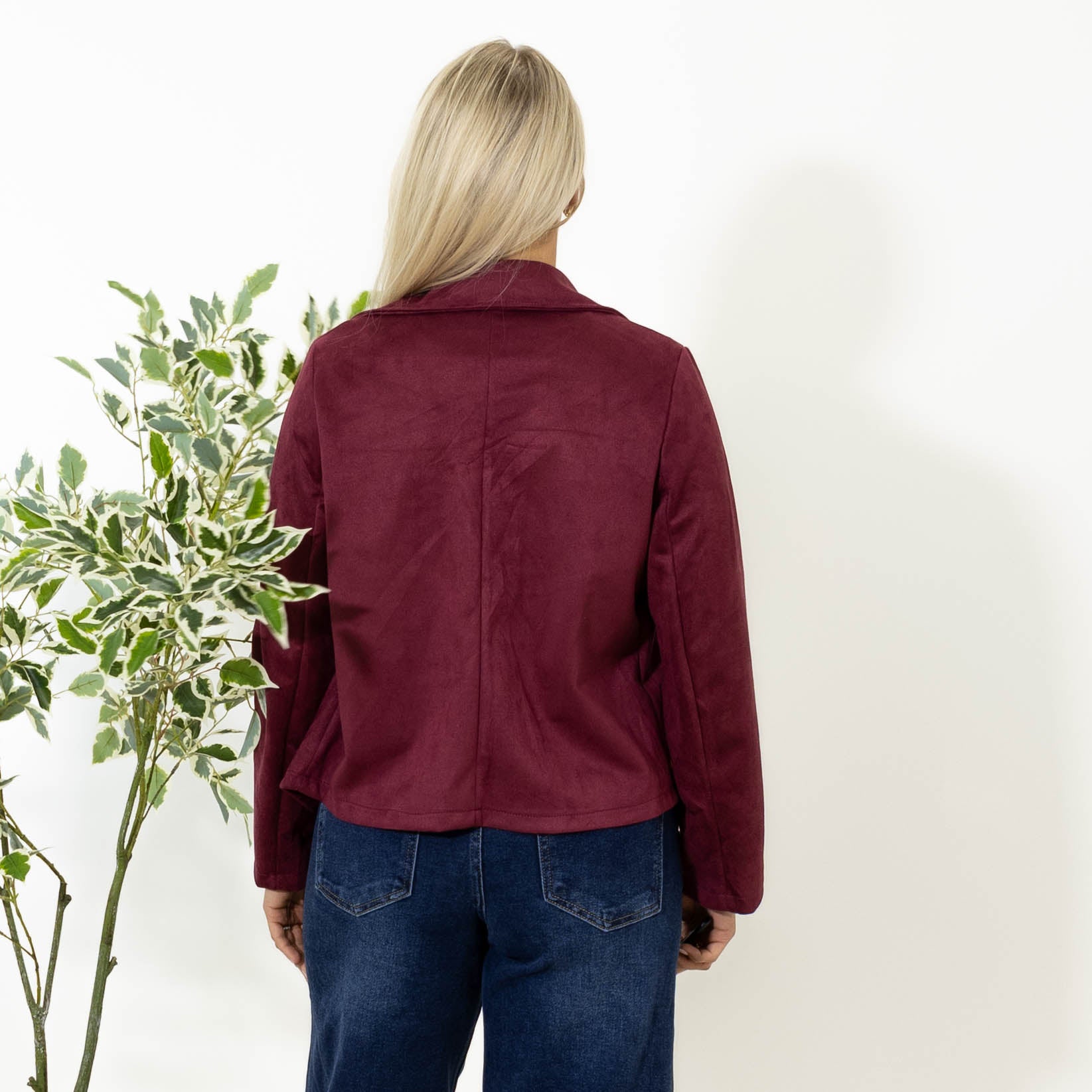 Morgan imiteret ruskinds bomber jakke, Bordeaux