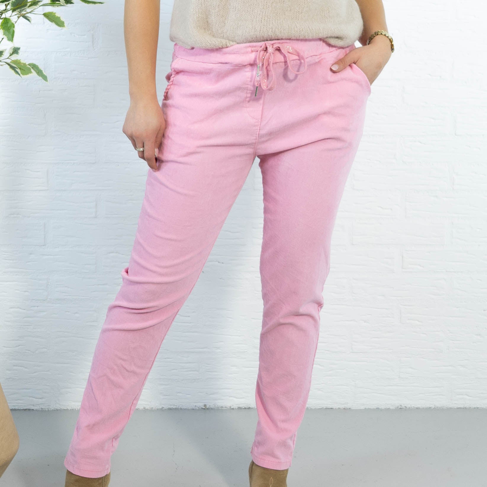 Noemi stonewashed bukser, Pink