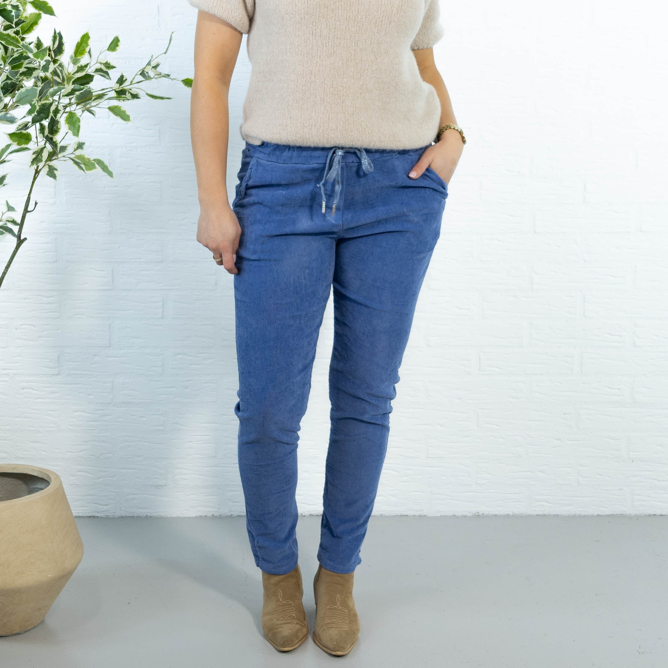 Noemi stonewashed bukser, Dueblå