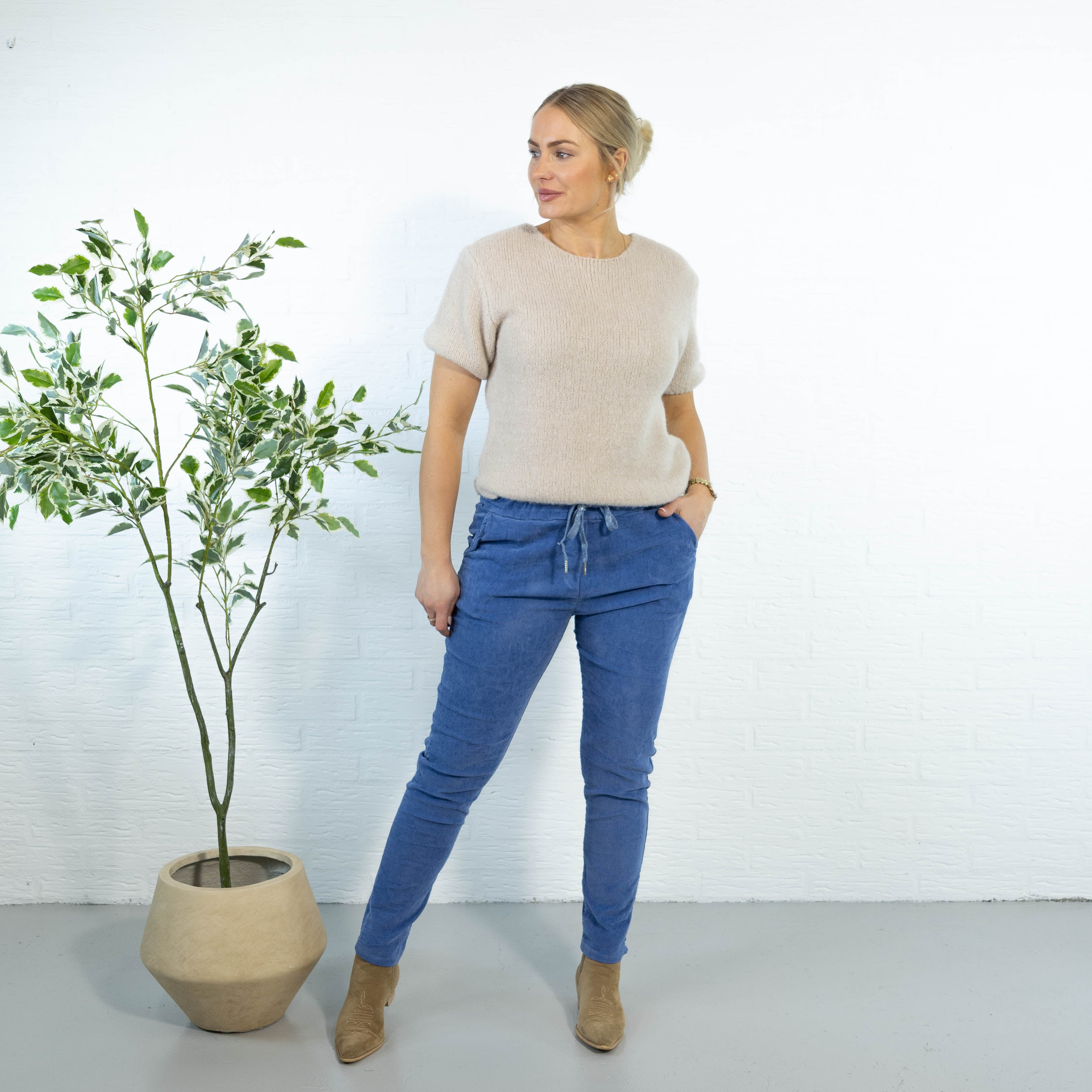 Noemi stonewashed bukser, Dueblå