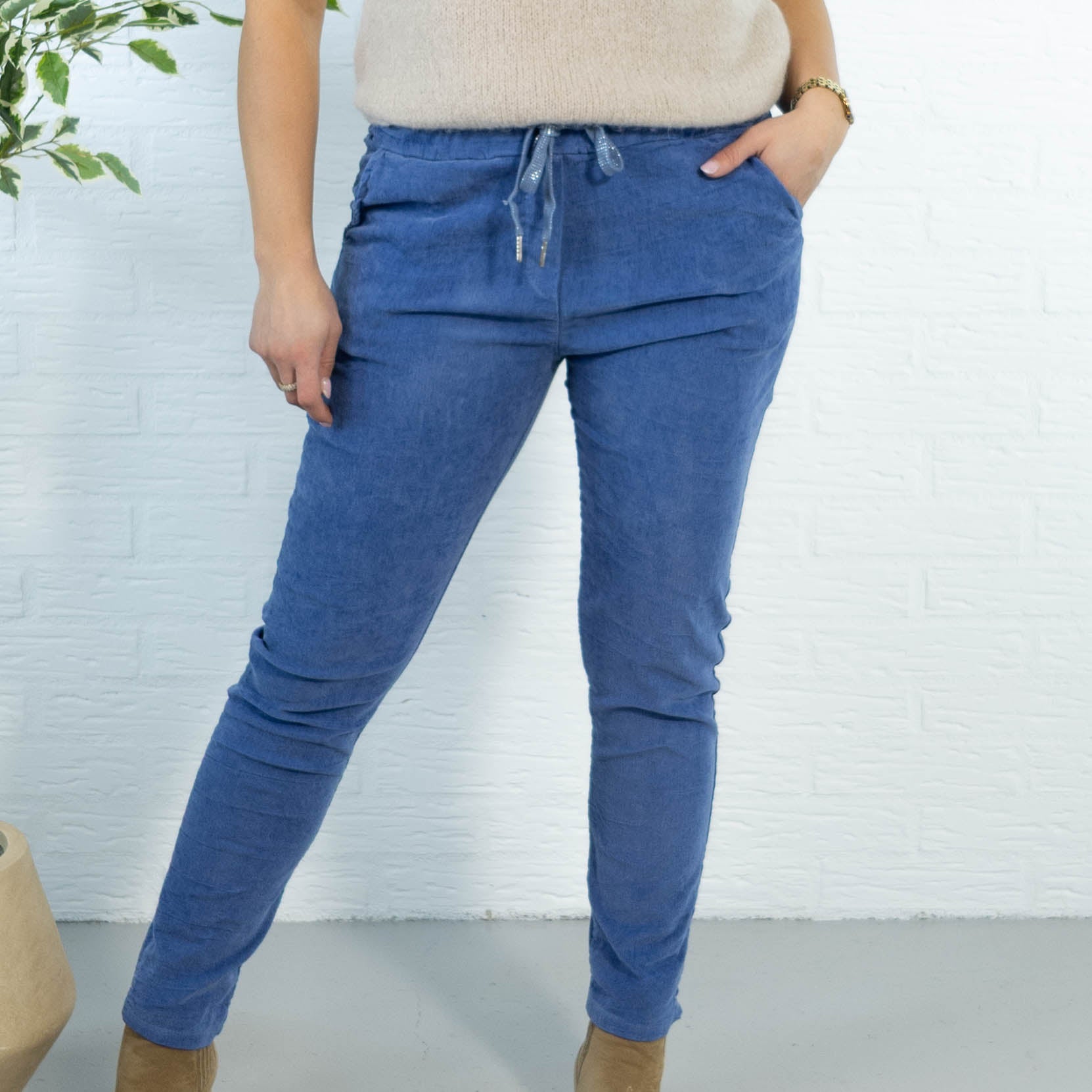 Noemi stonewashed bukser, Dueblå