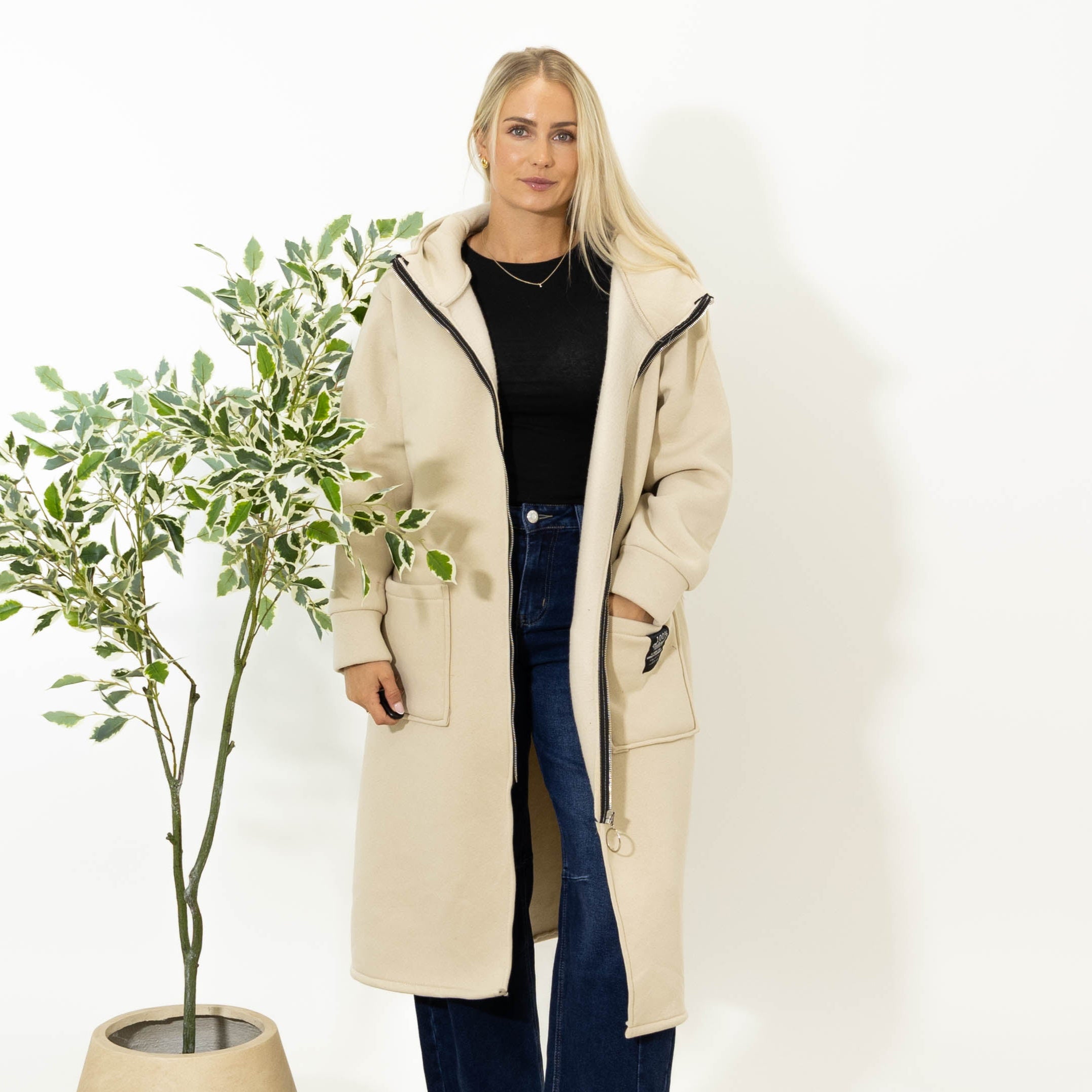 Bertie sweatshirt jakke, Beige
