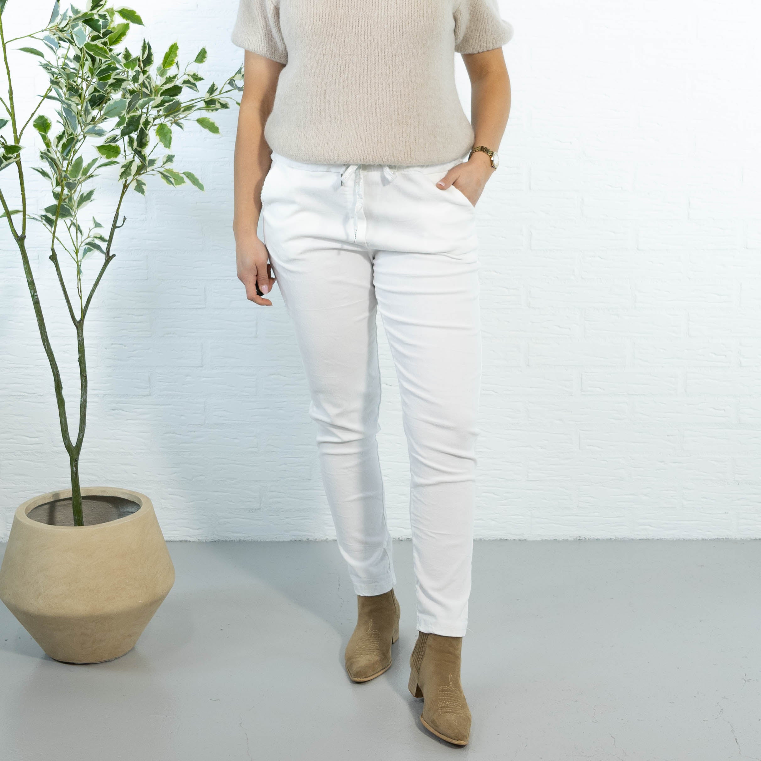 Noemi stonewashed bukser, Hvid