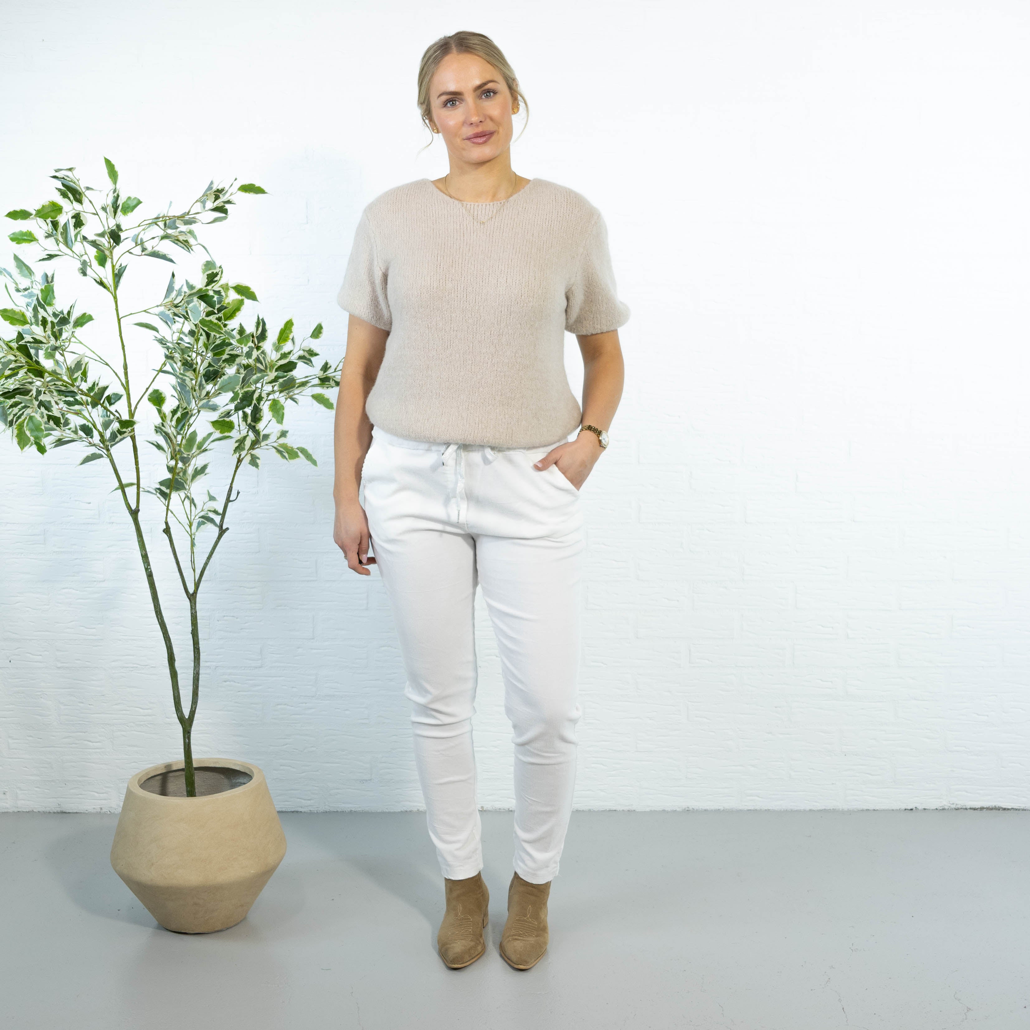 Noemi stonewashed bukser, Hvid