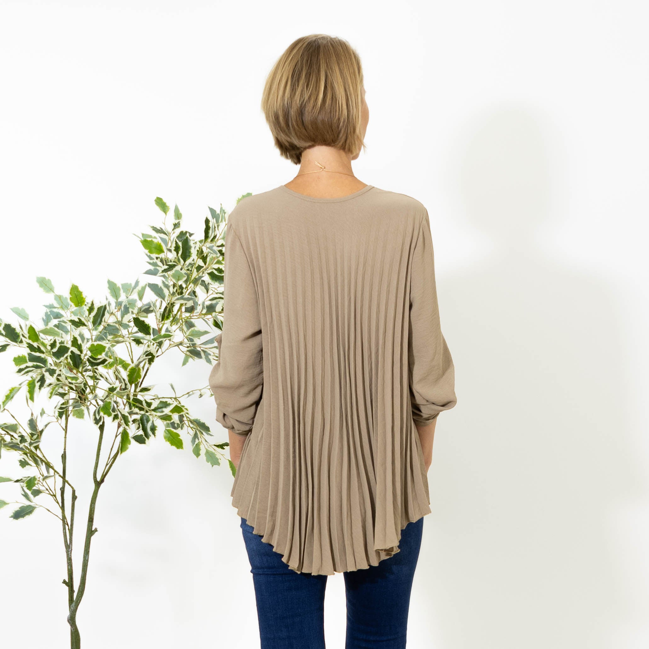 Judy plisse overdel m. kæde, Taupe
