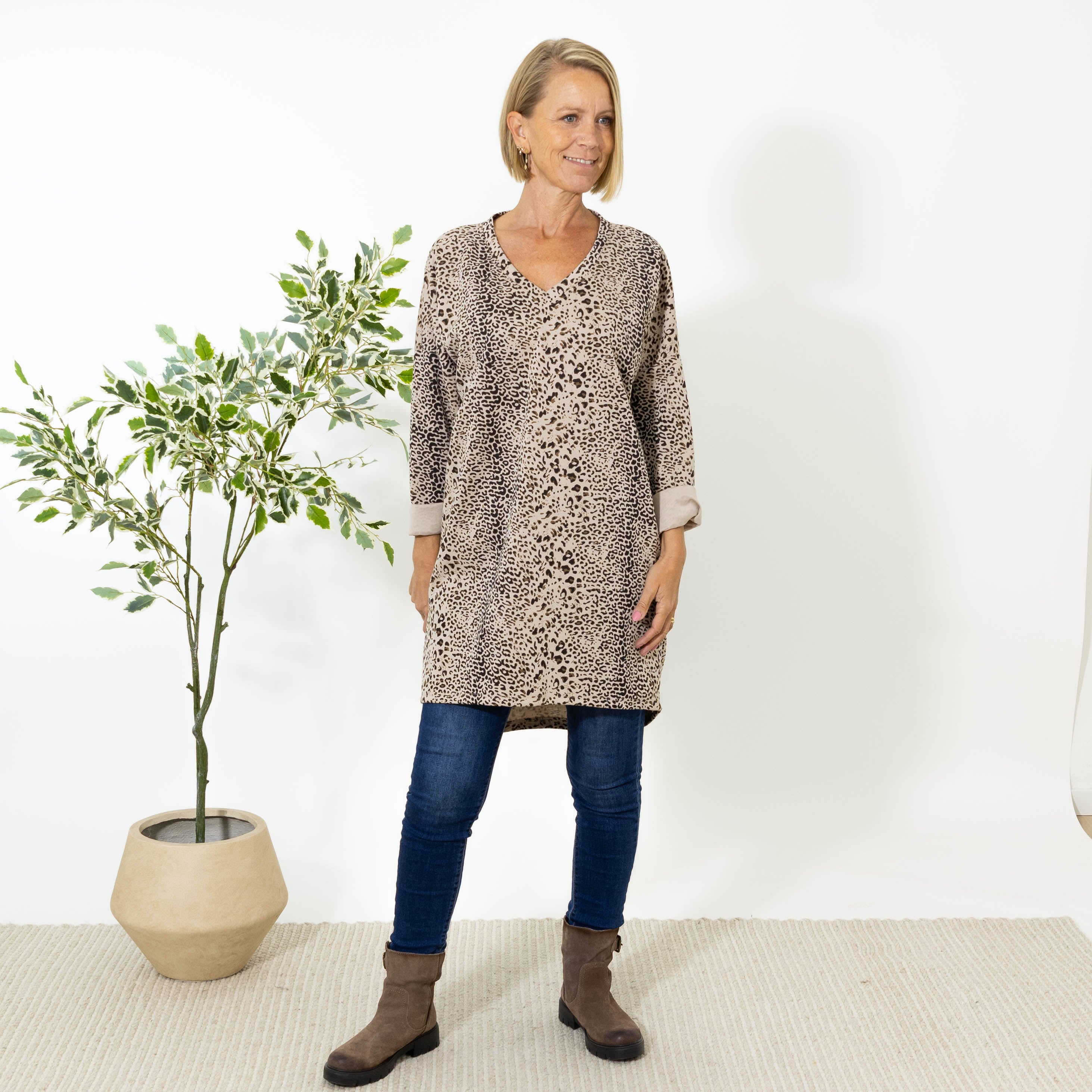 Montana sweatshirt kjole, Beige