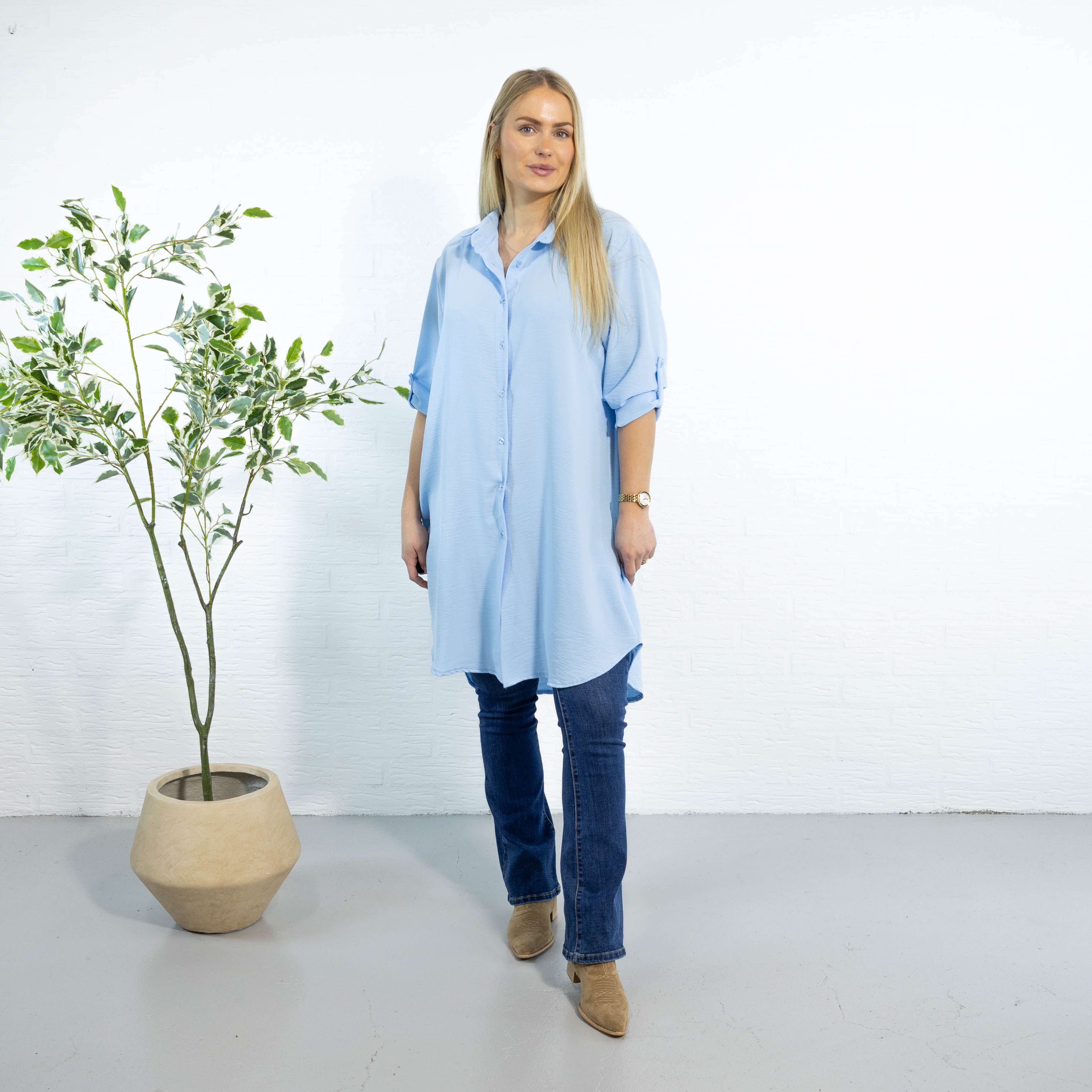 Betty bubblechiffon skjorte, Lyseblå