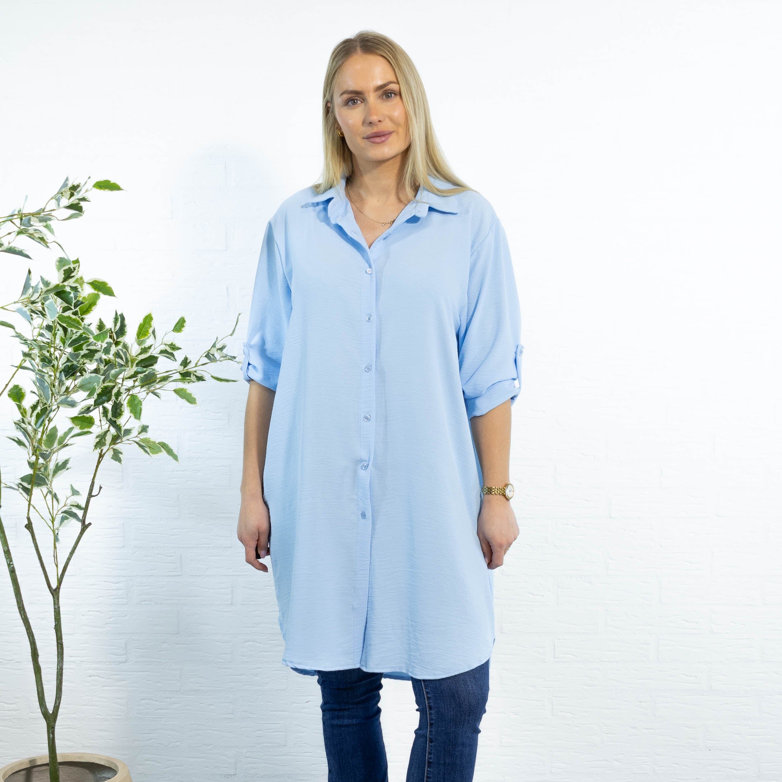 Betty bubblechiffon skjorte, Lyseblå