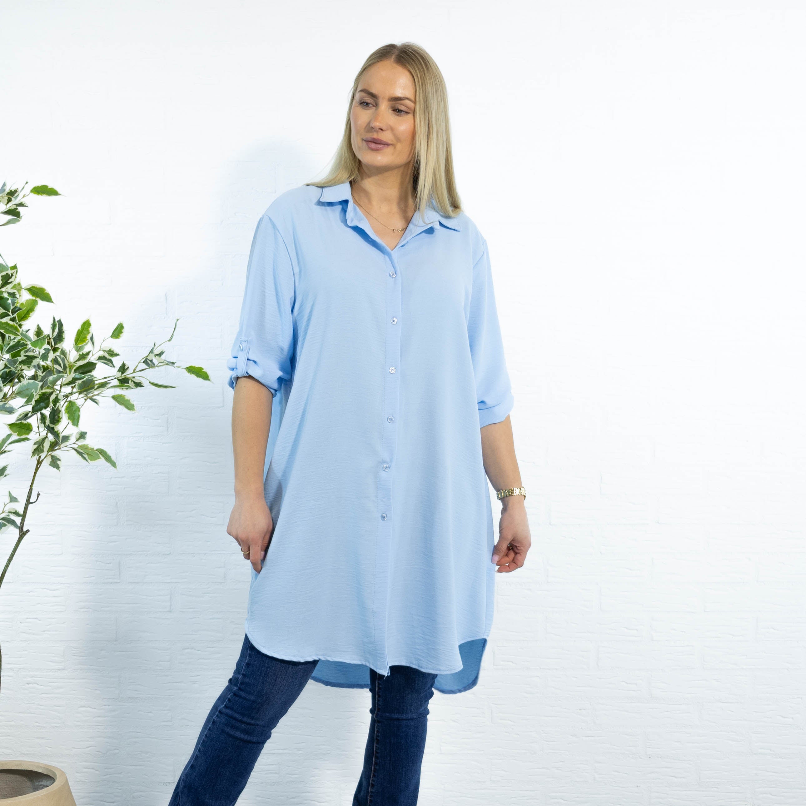 Betty bubblechiffon skjorte, Lyseblå