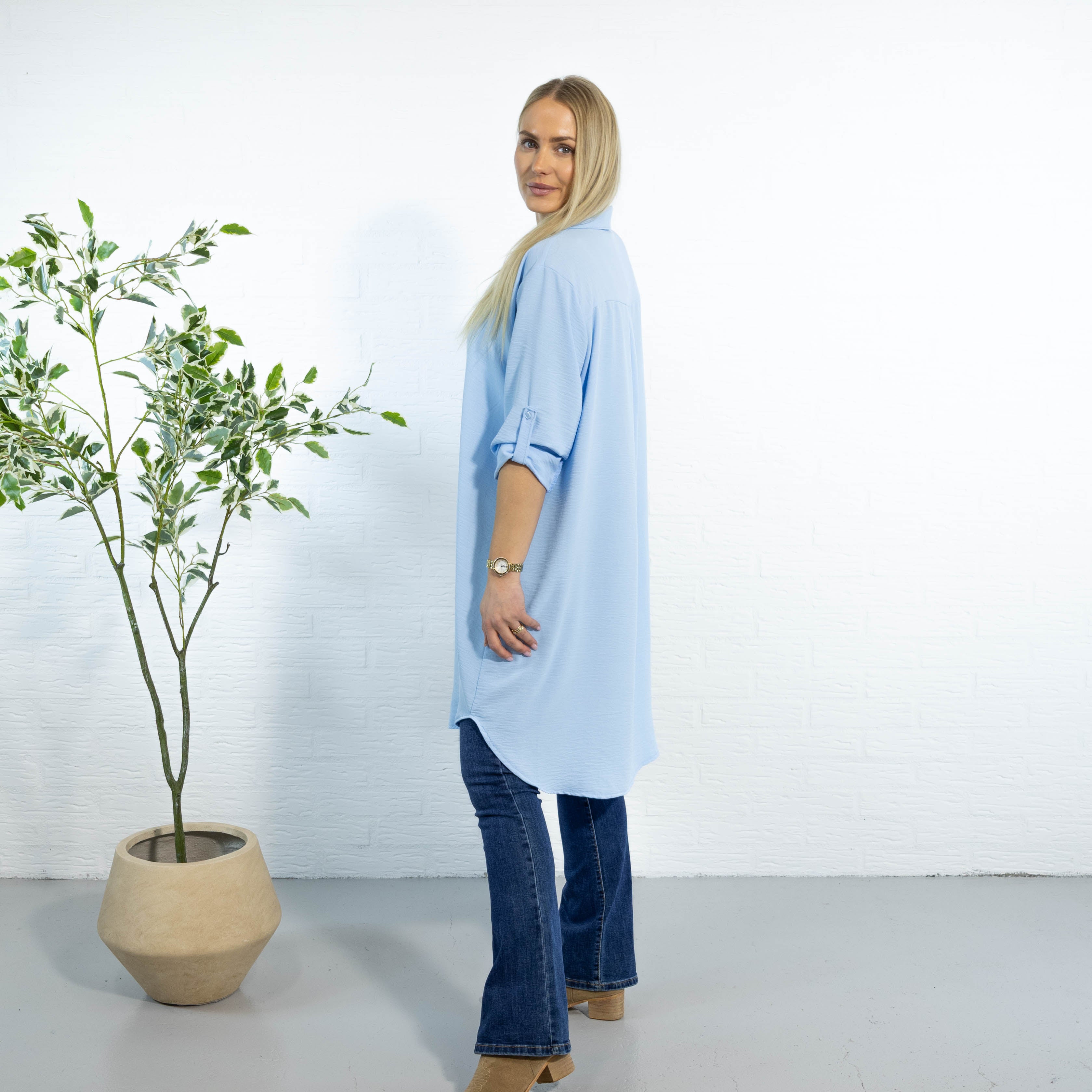 Betty bubblechiffon skjorte, Lyseblå