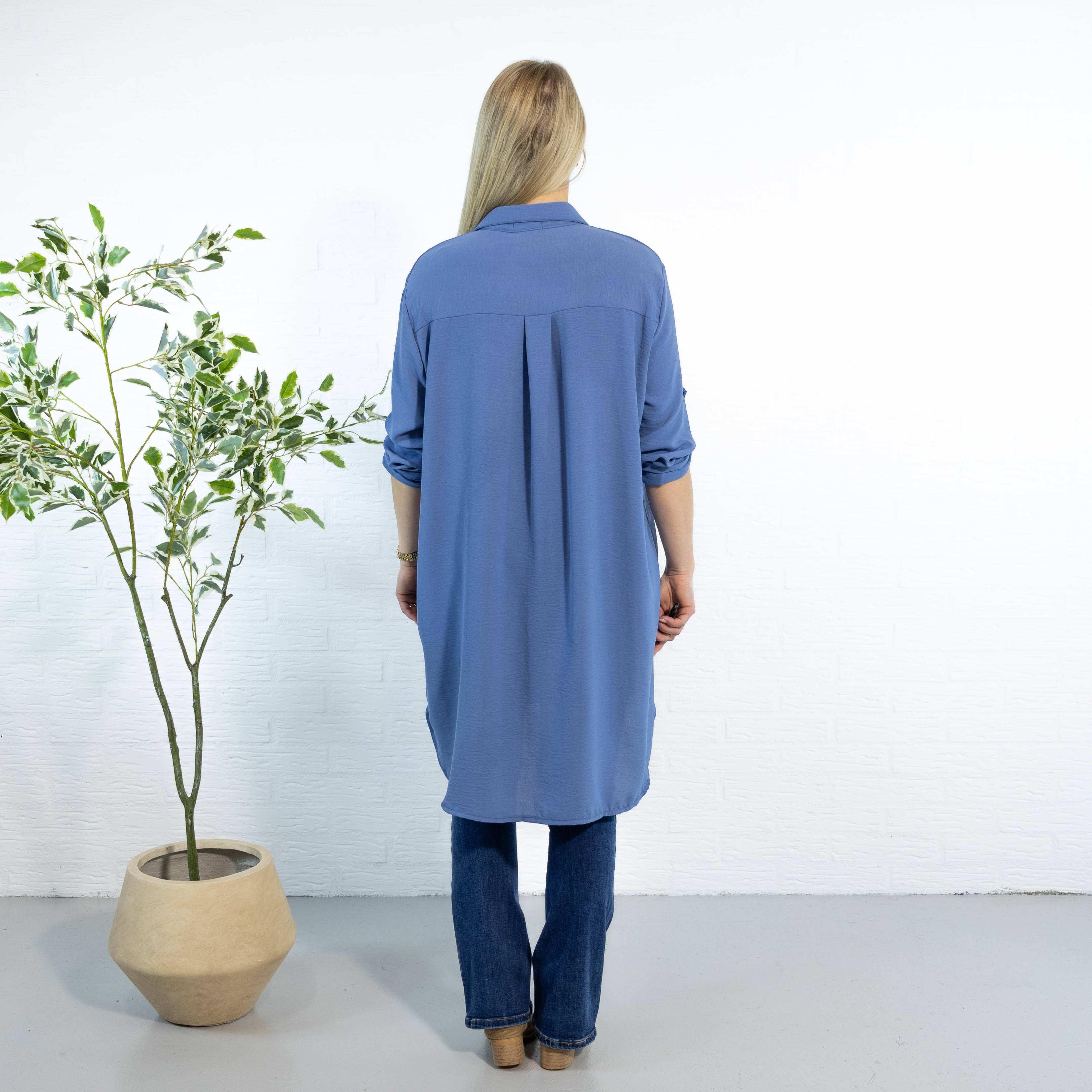 Betty bubblechiffon skjorte, Dueblå