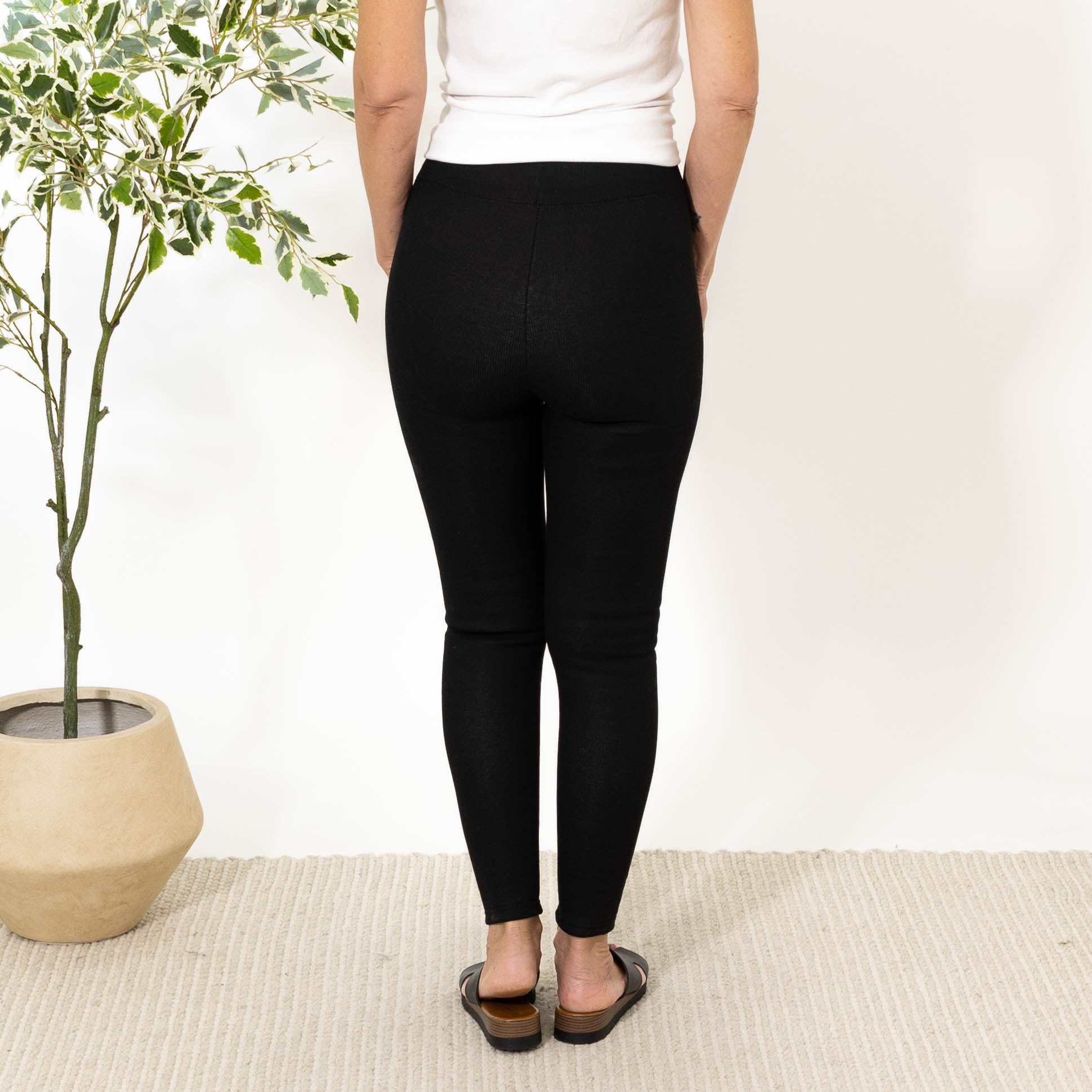 Mollie ribbed termo leggings, Sort