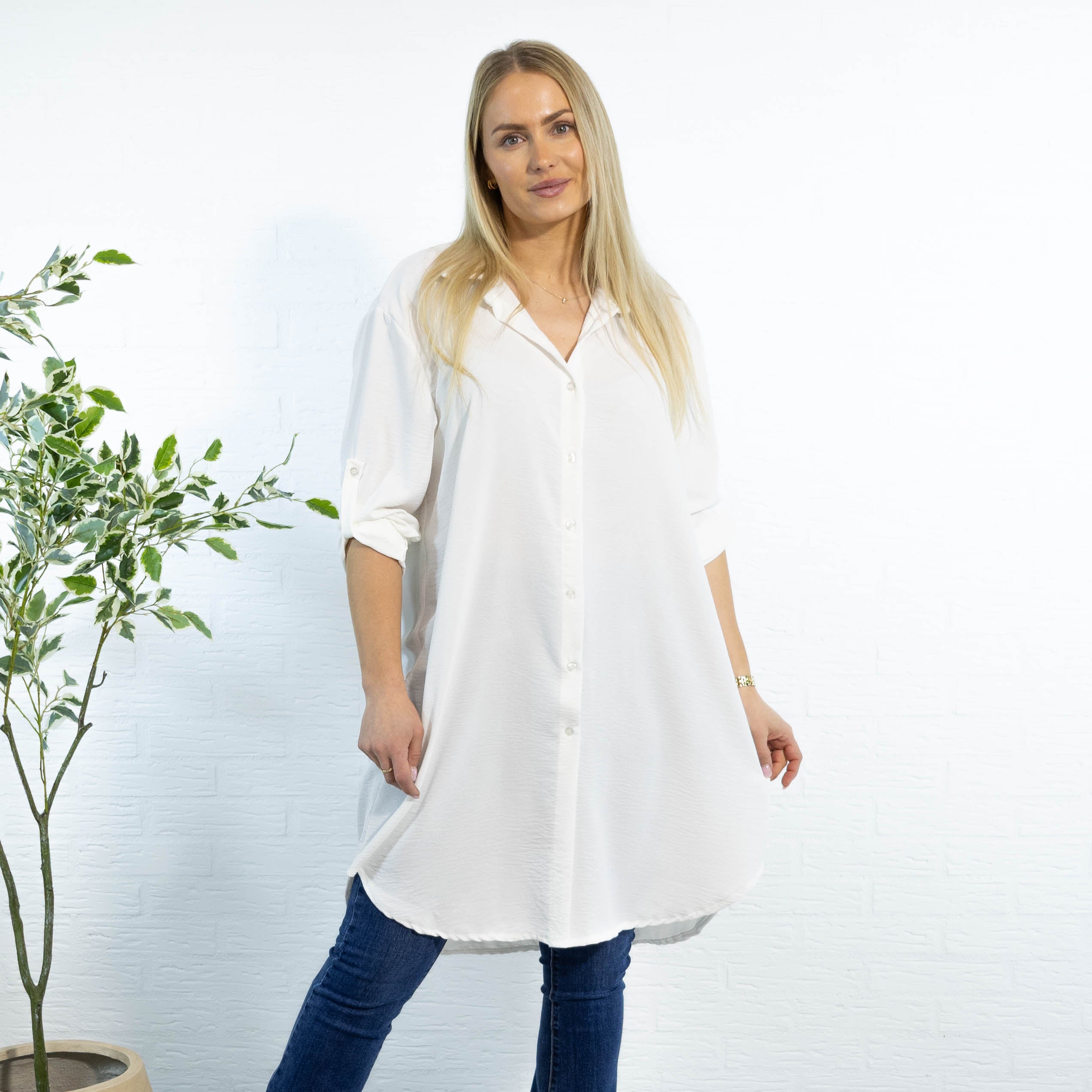 Betty bubblechiffon skjorte, Hvid