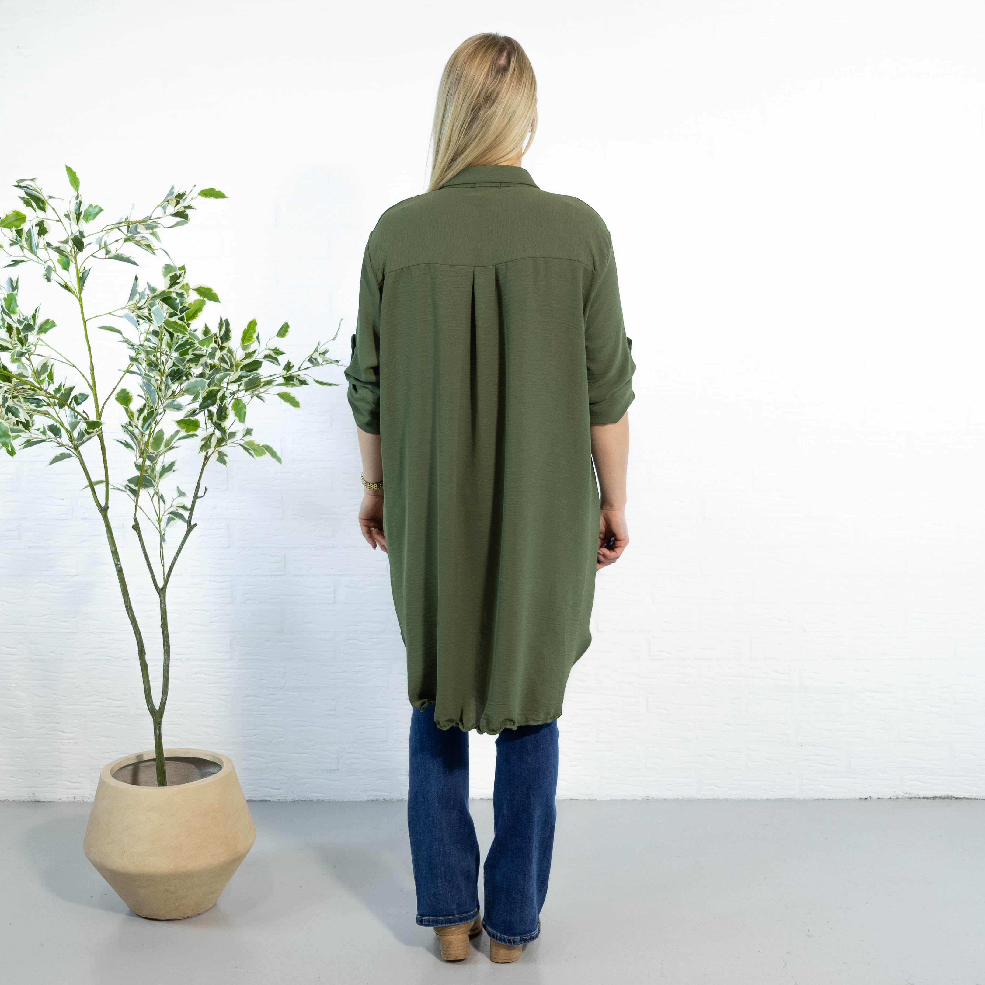 Betty bubblechiffon skjorte, Khaki