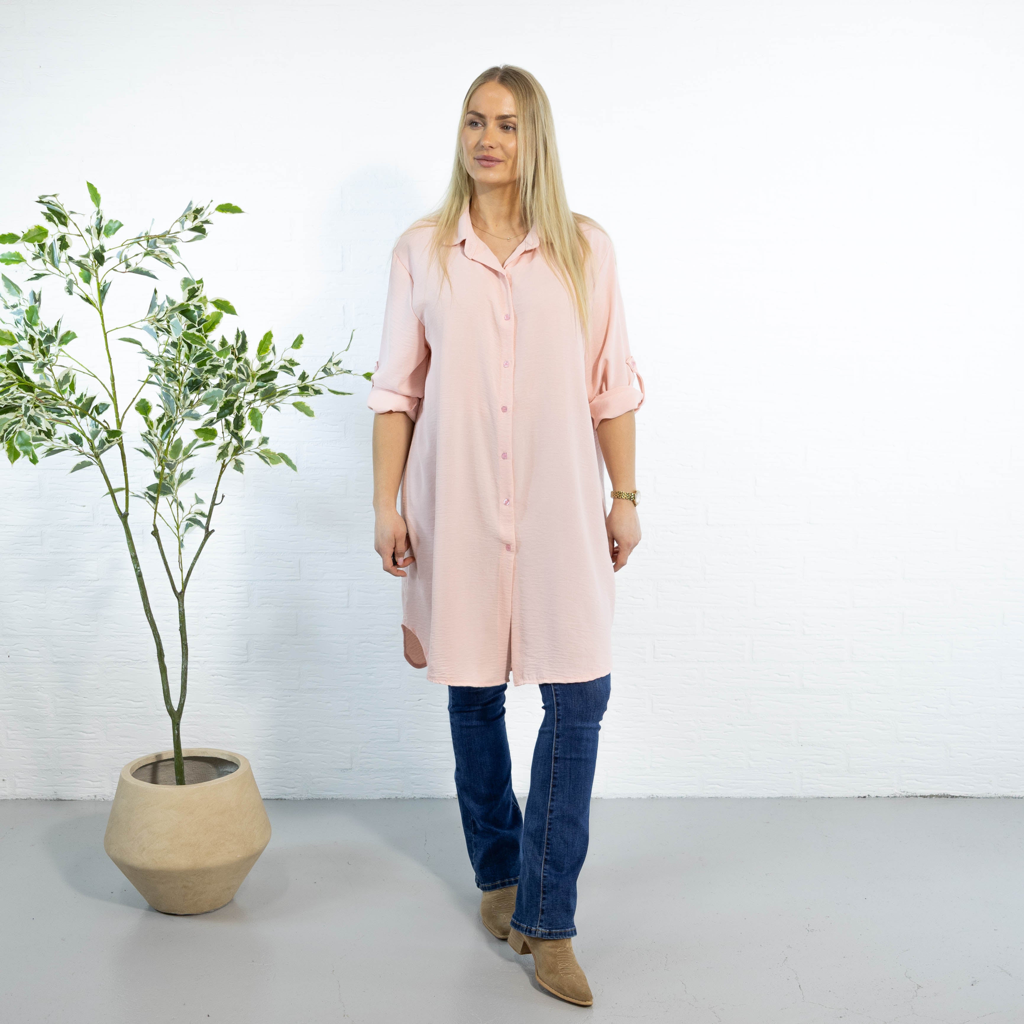 Betty bubblechiffon skjorte, Lyserød