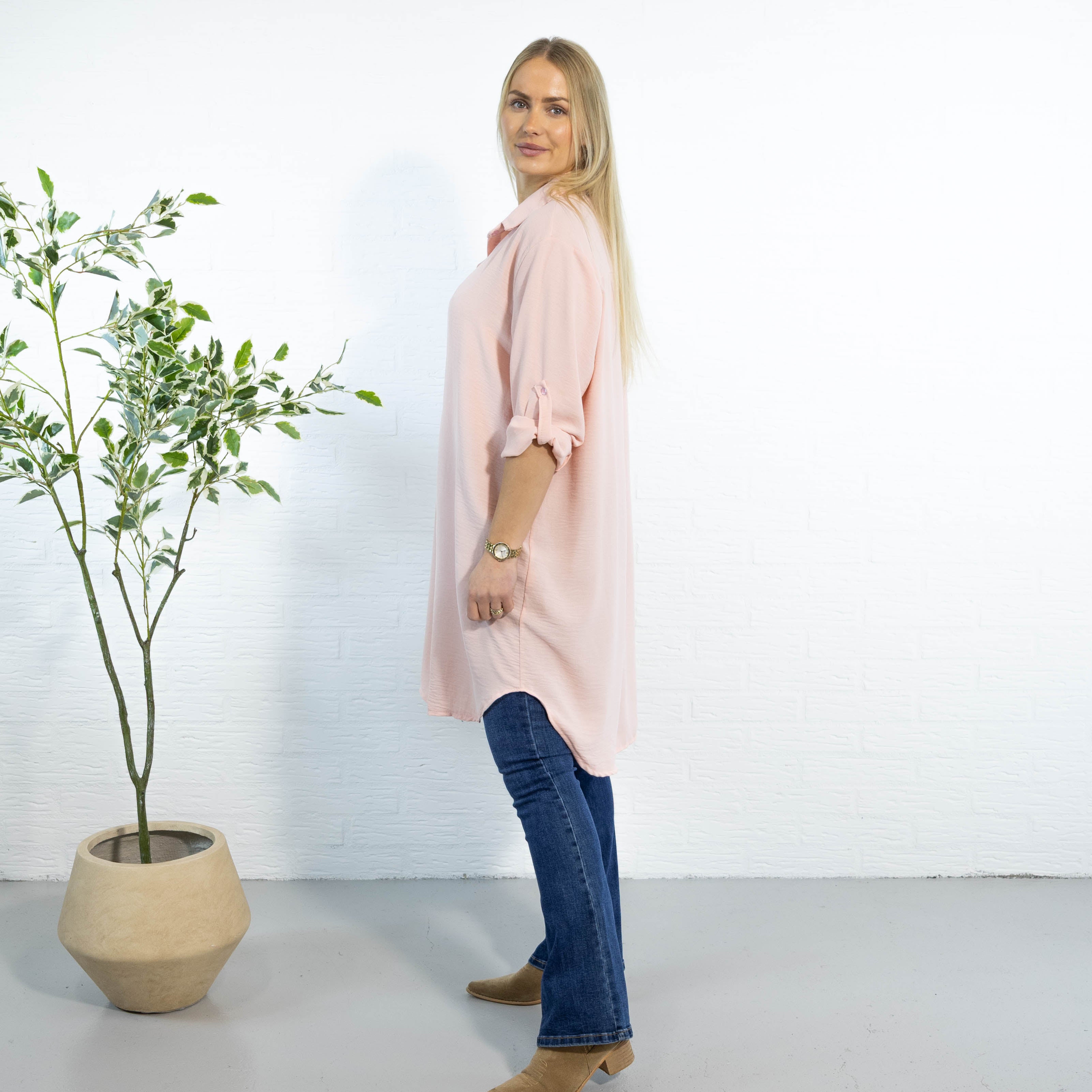 Betty bubblechiffon skjorte, Lyserød