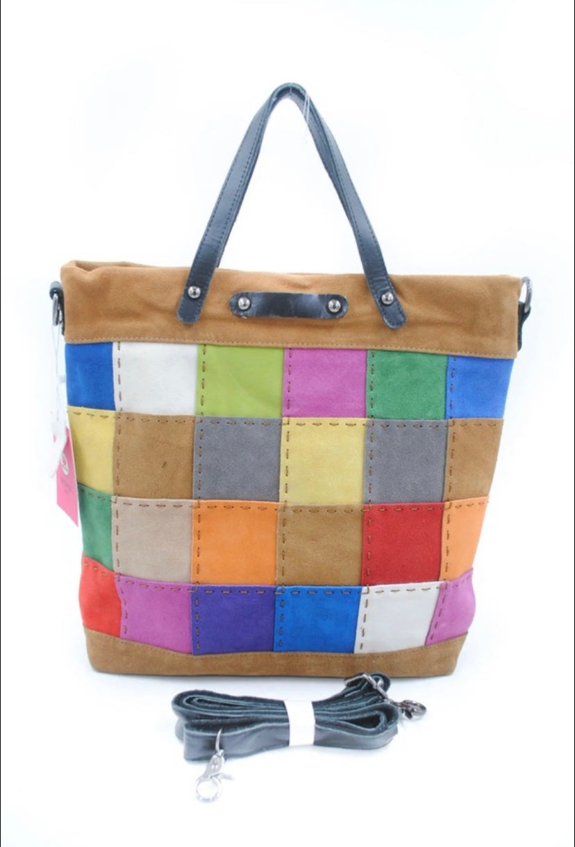 Ægte læder taske m. aftagelig rem, Brun