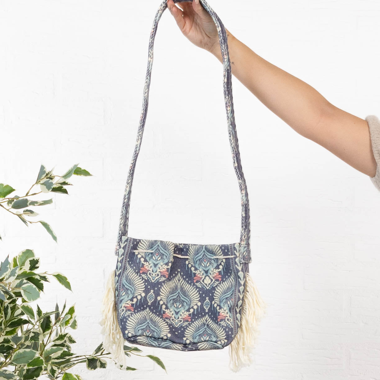 Håndtaske m. print, Navy