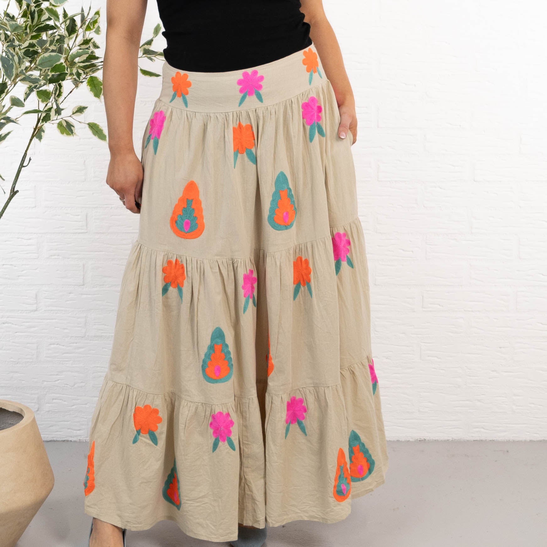 Cindy nederdel, Orange/Taupe