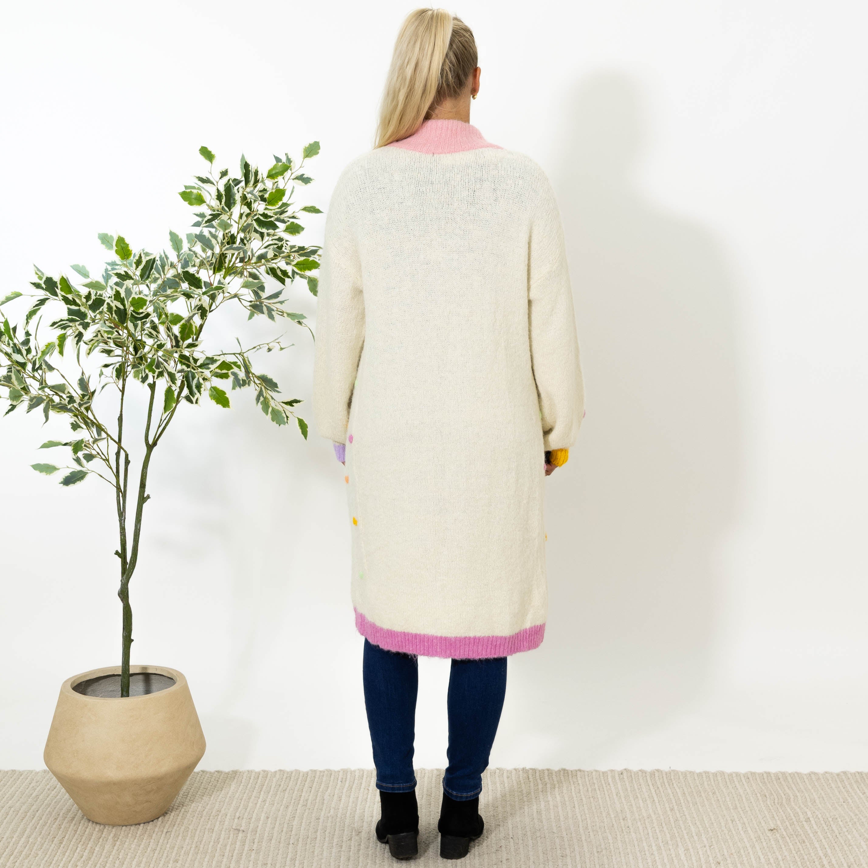 Ally strik cardigan, Råhvid