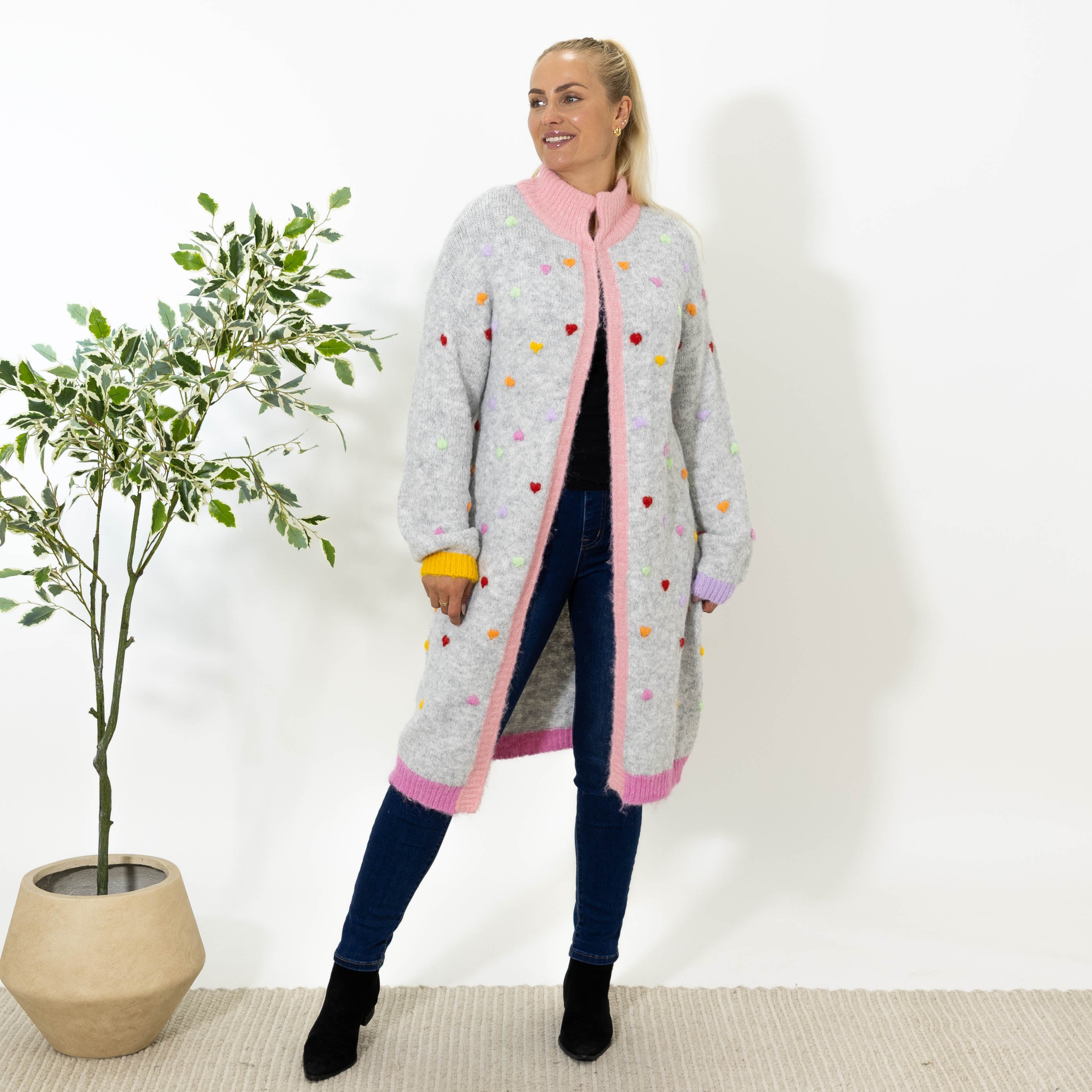 Ally strik cardigan, Grå