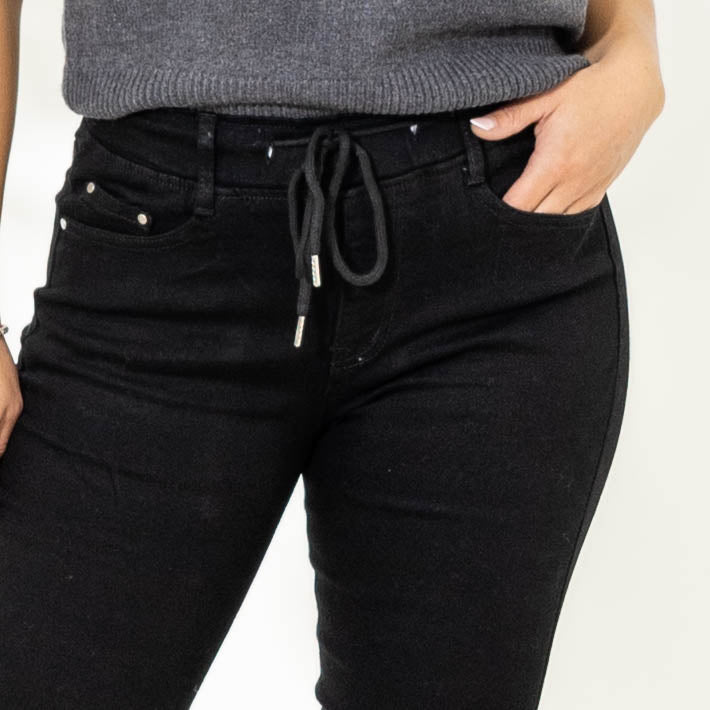 Asta jeggings m. snørre, Sort