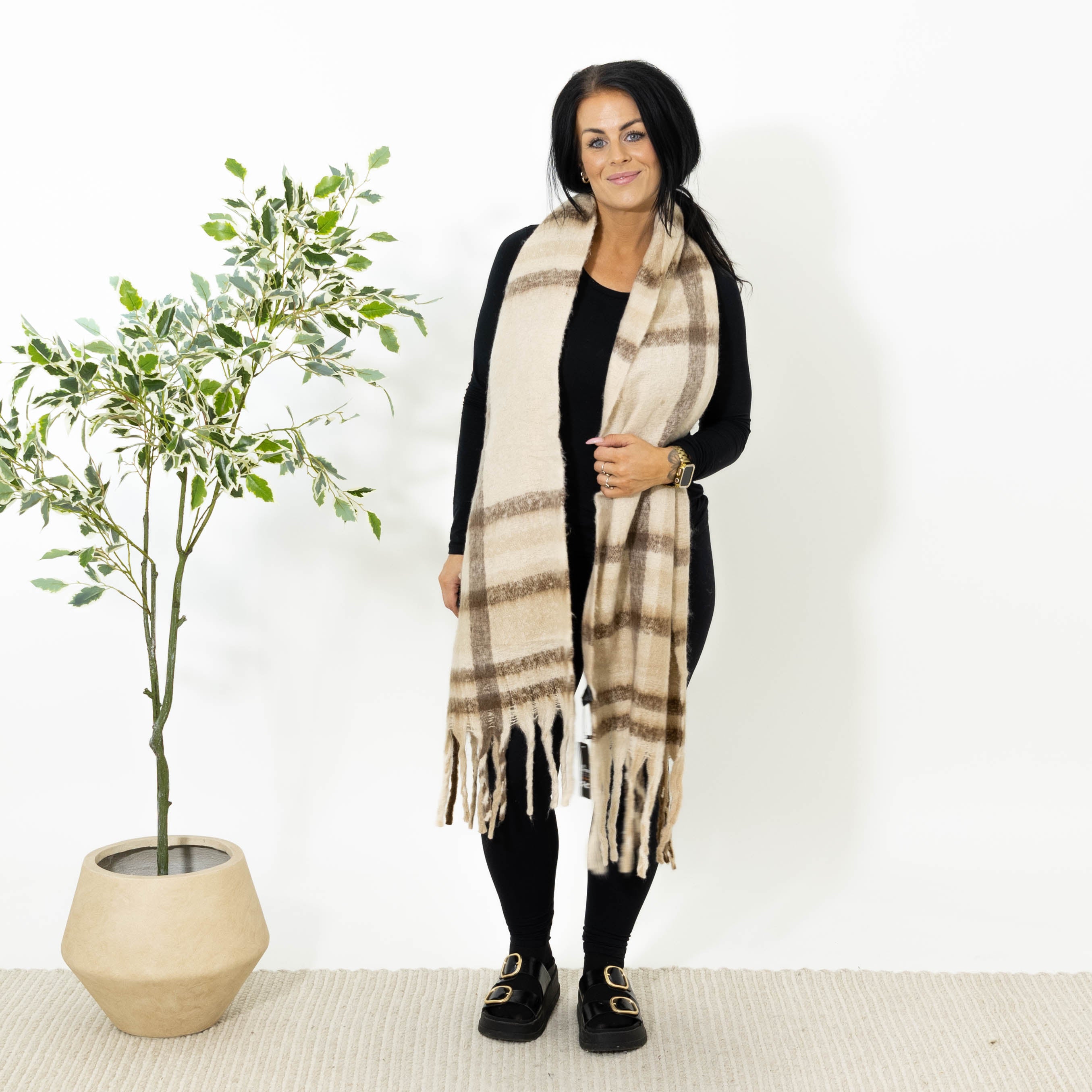 Lonnie tørklæde, Beige