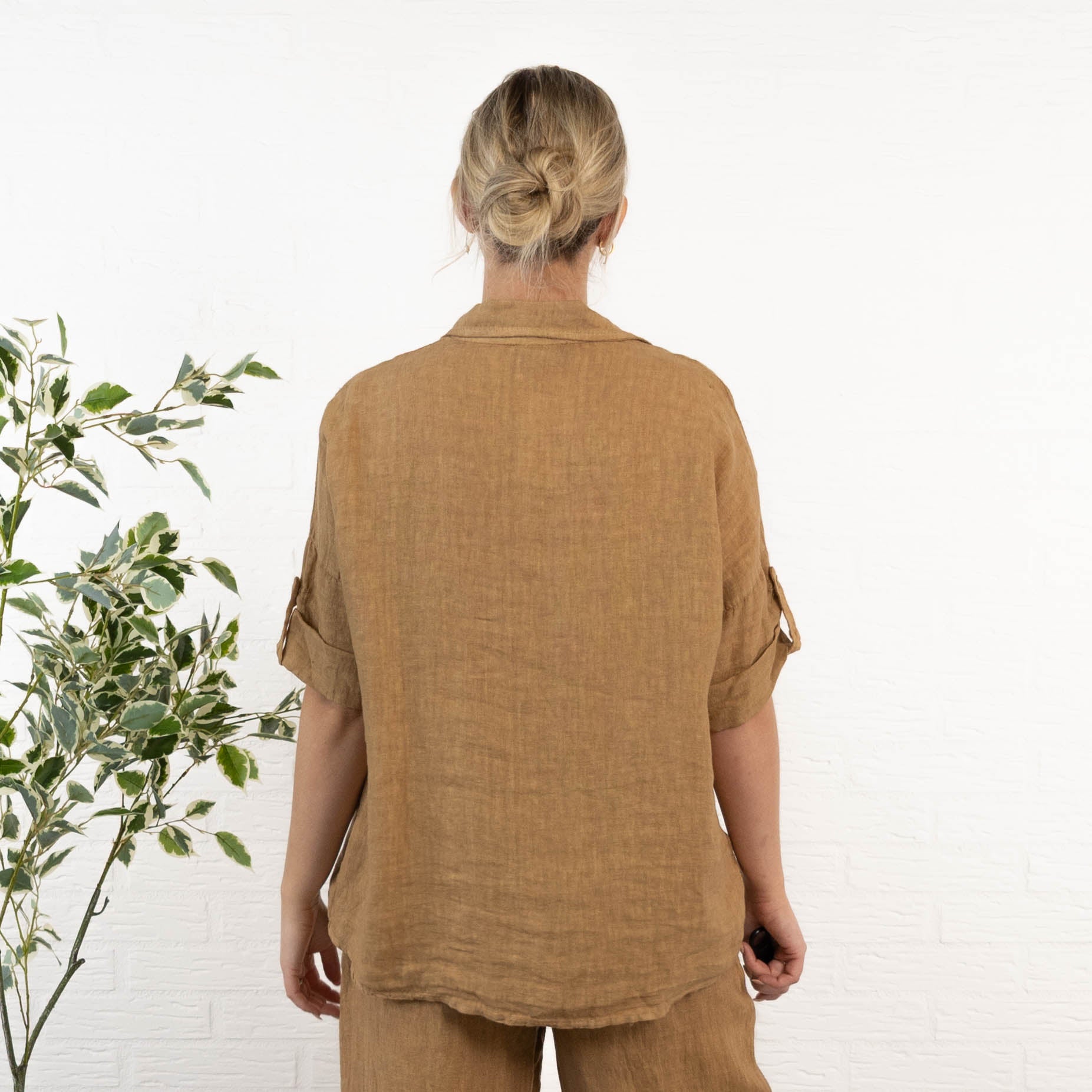 Cynthia ægte hør skjorte, Camel