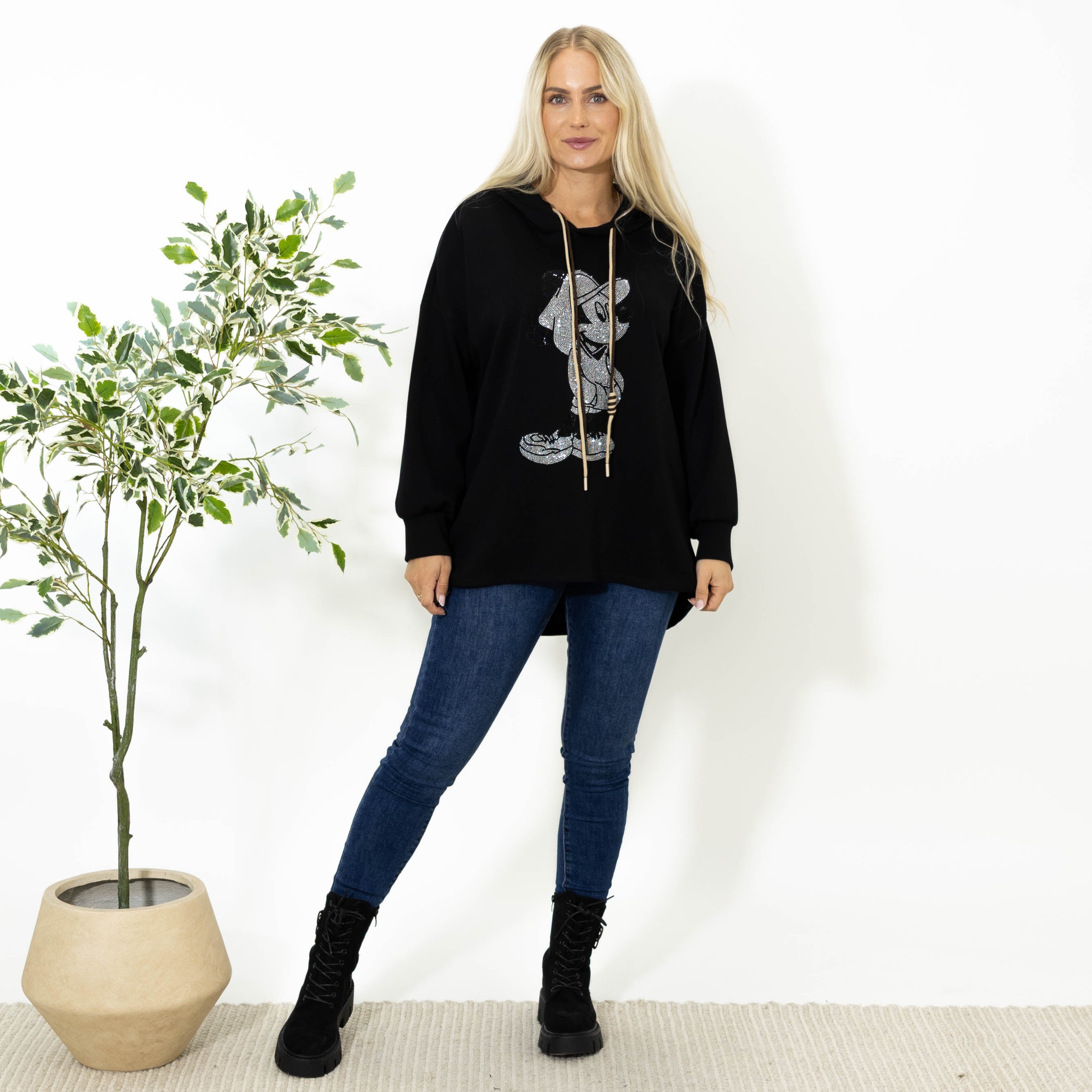Kammie sweatshirt hoodie, Sort