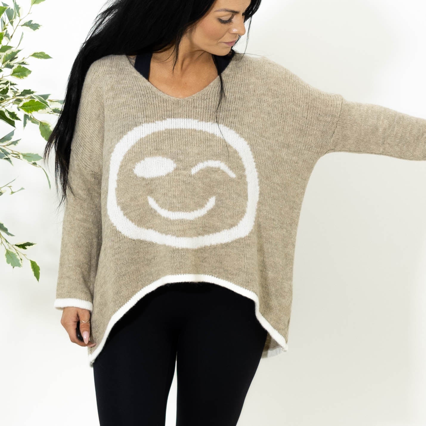 Smiley strik, Beige