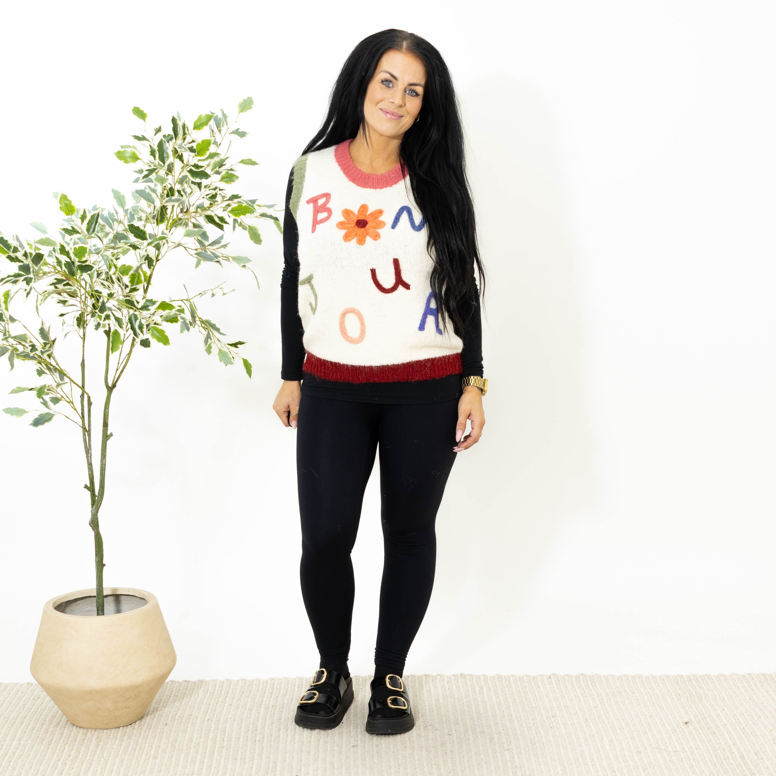 Carol strik vest, Råhvid