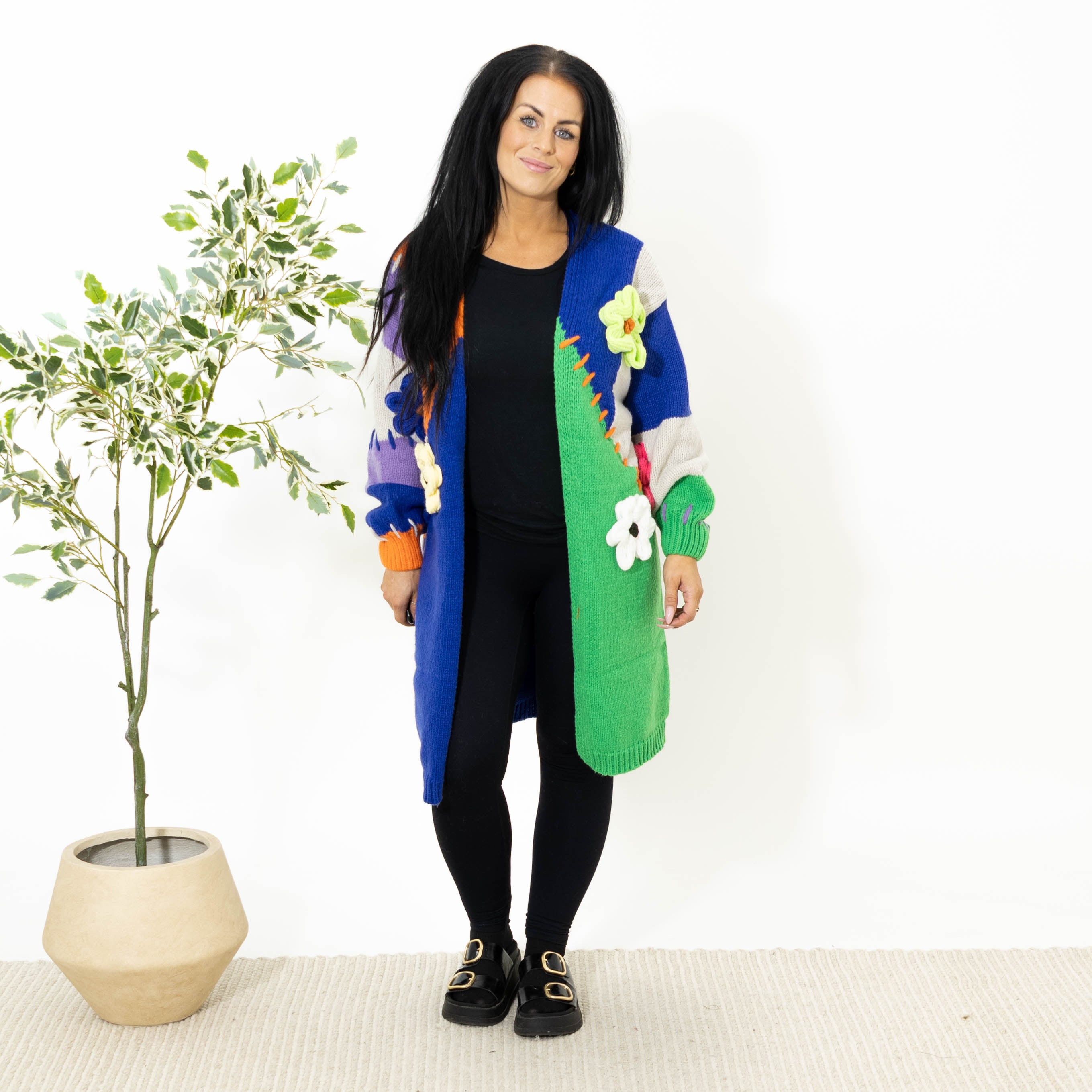 Gry strik cardigan, Royal blue