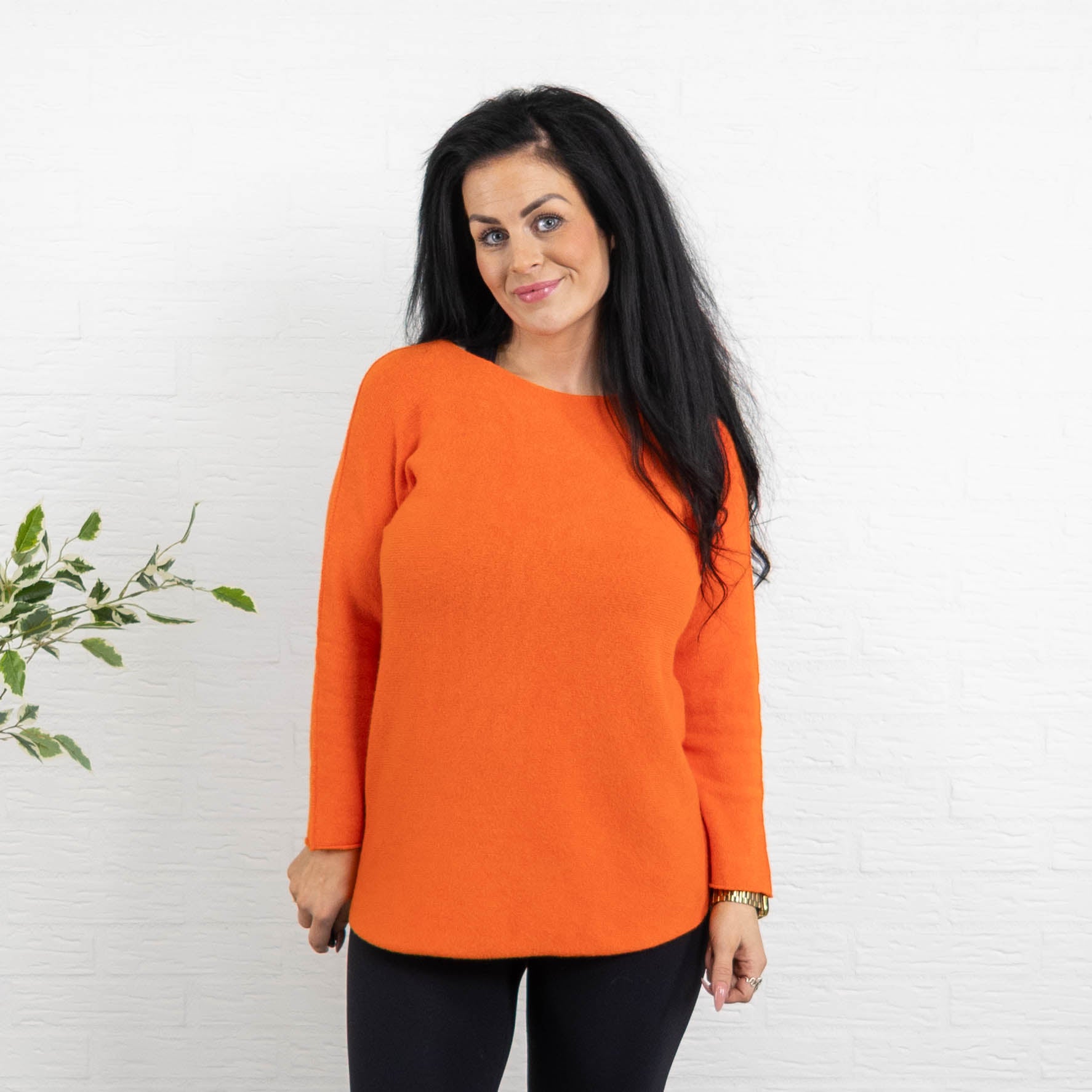 Klara rundhals strik, Orange