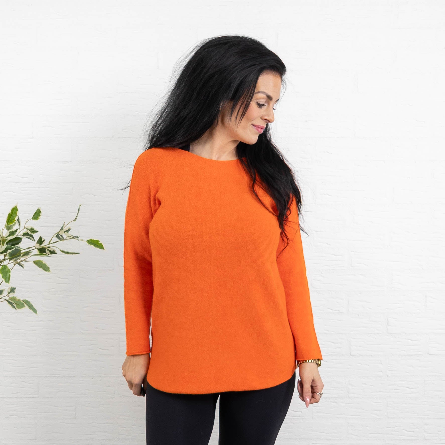 Klara rundhals strik, Orange