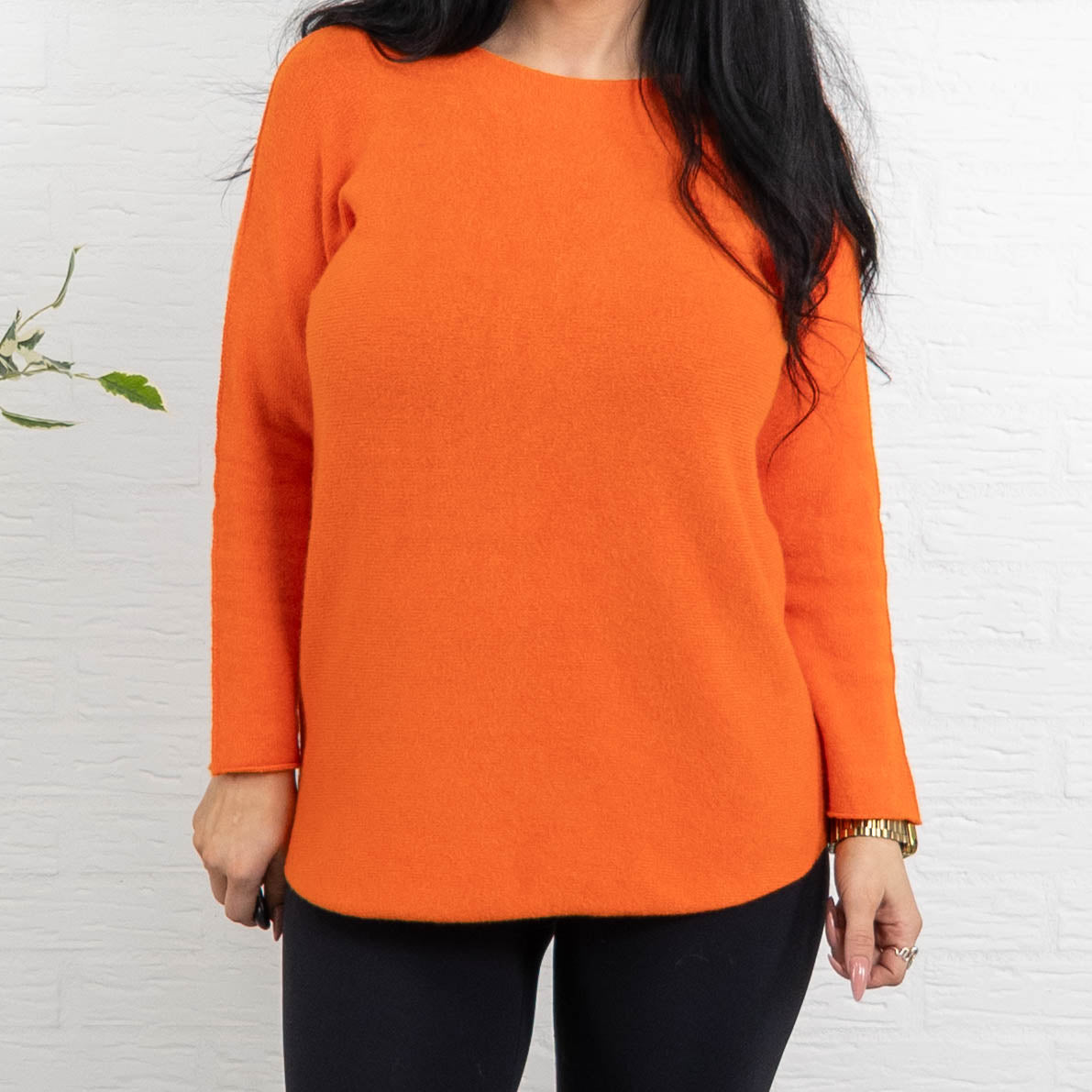 Klara rundhals strik, Orange