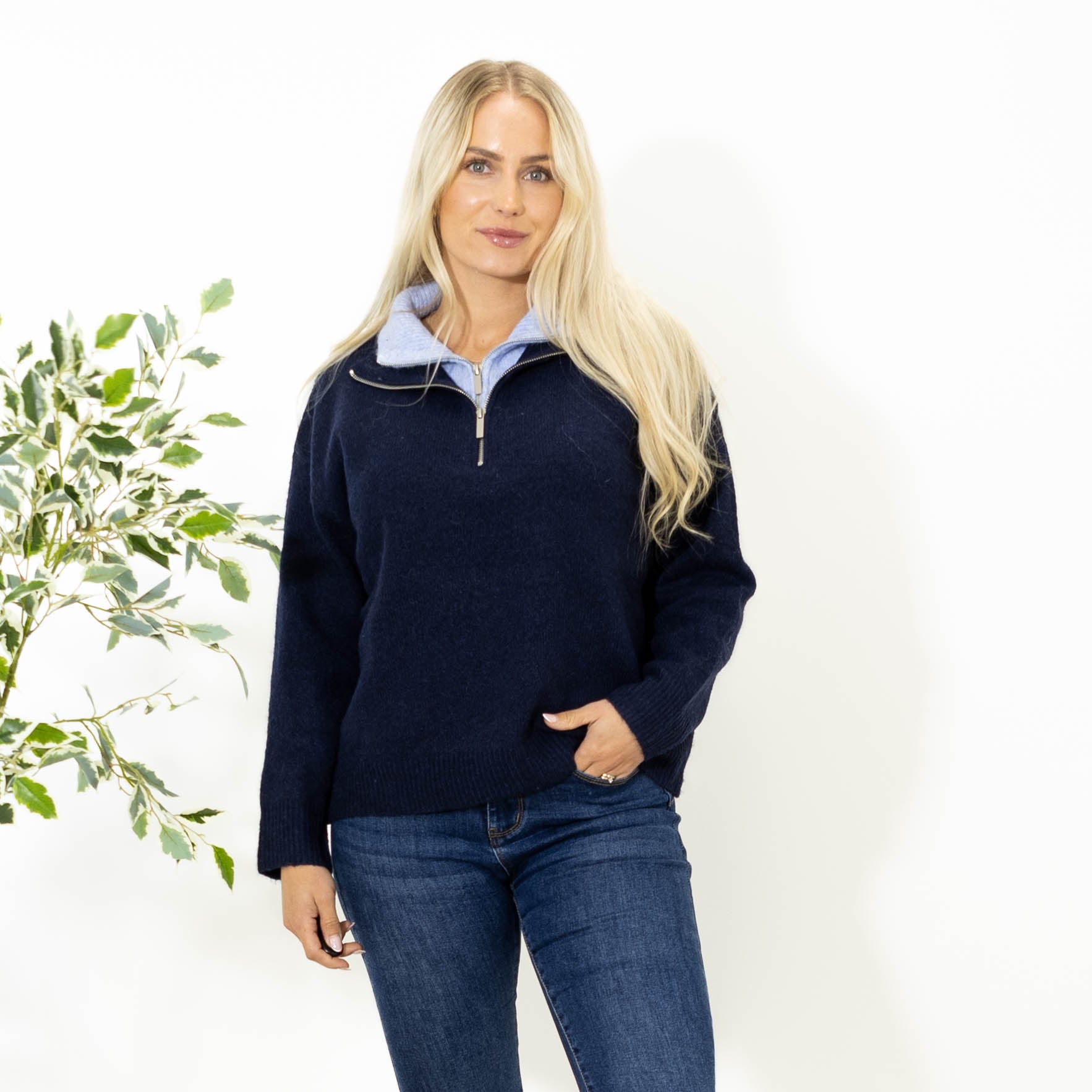 Henny lynlås strik, Navy