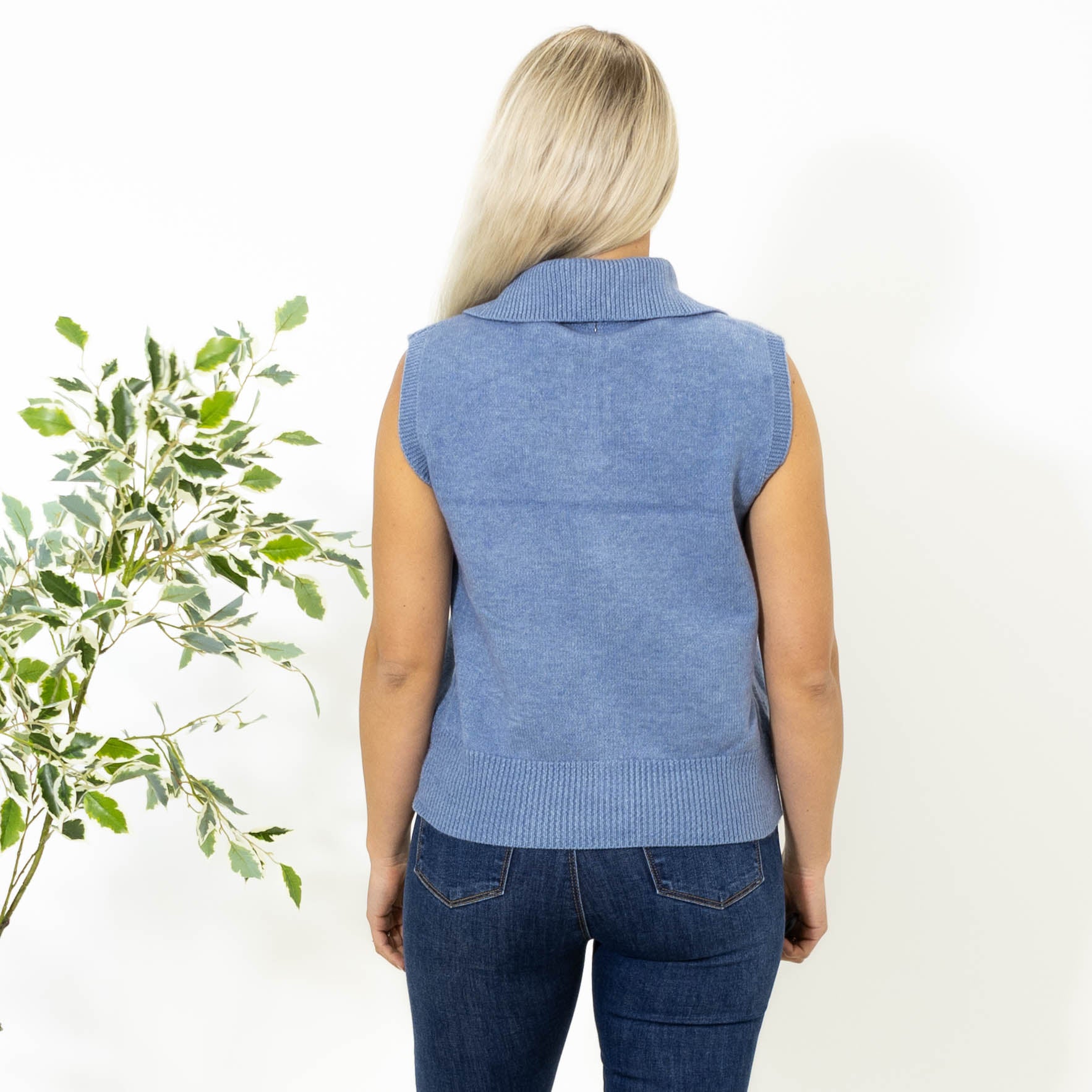 Julie strik top, Dueblå