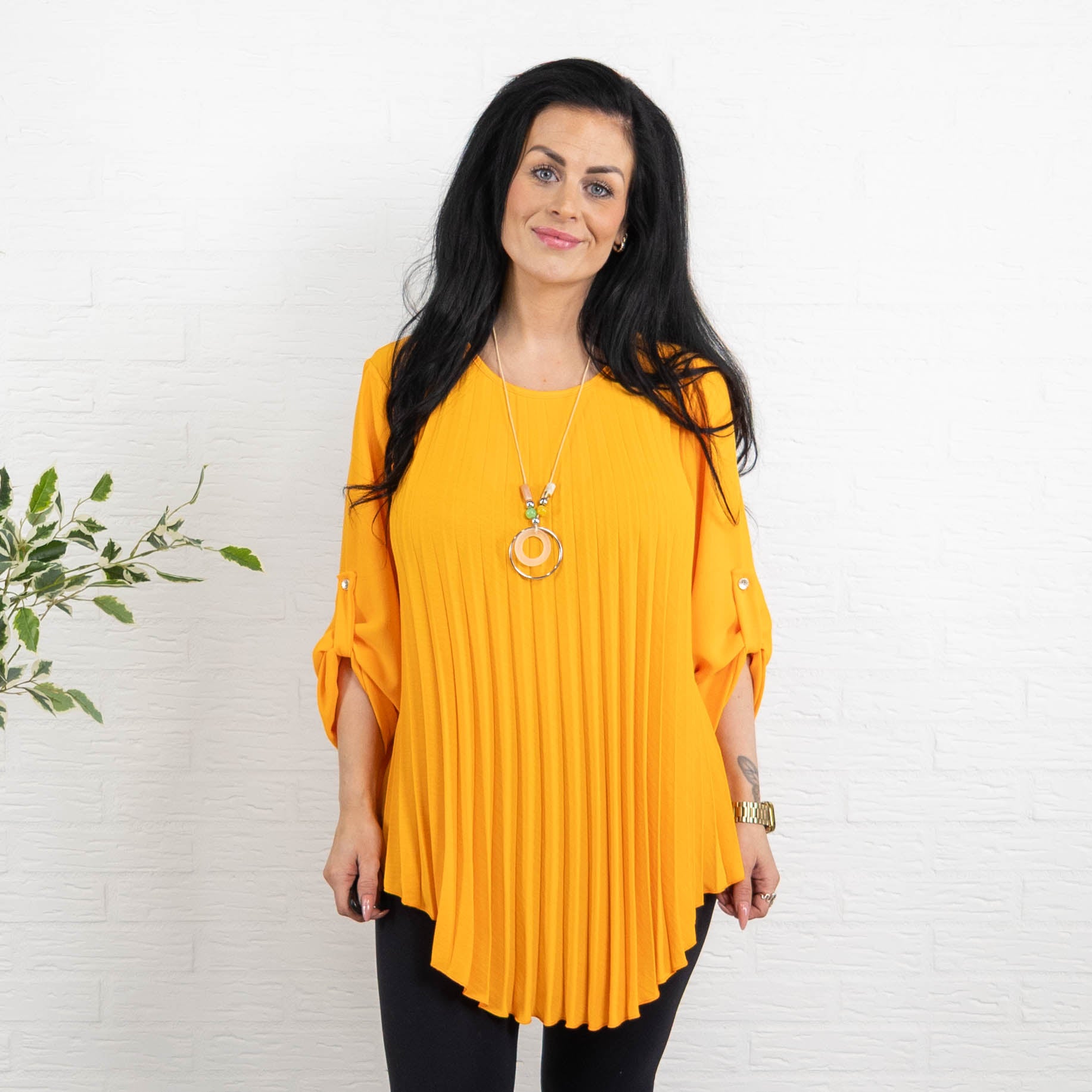 Bolette plisse overdel m. kæde, Orange