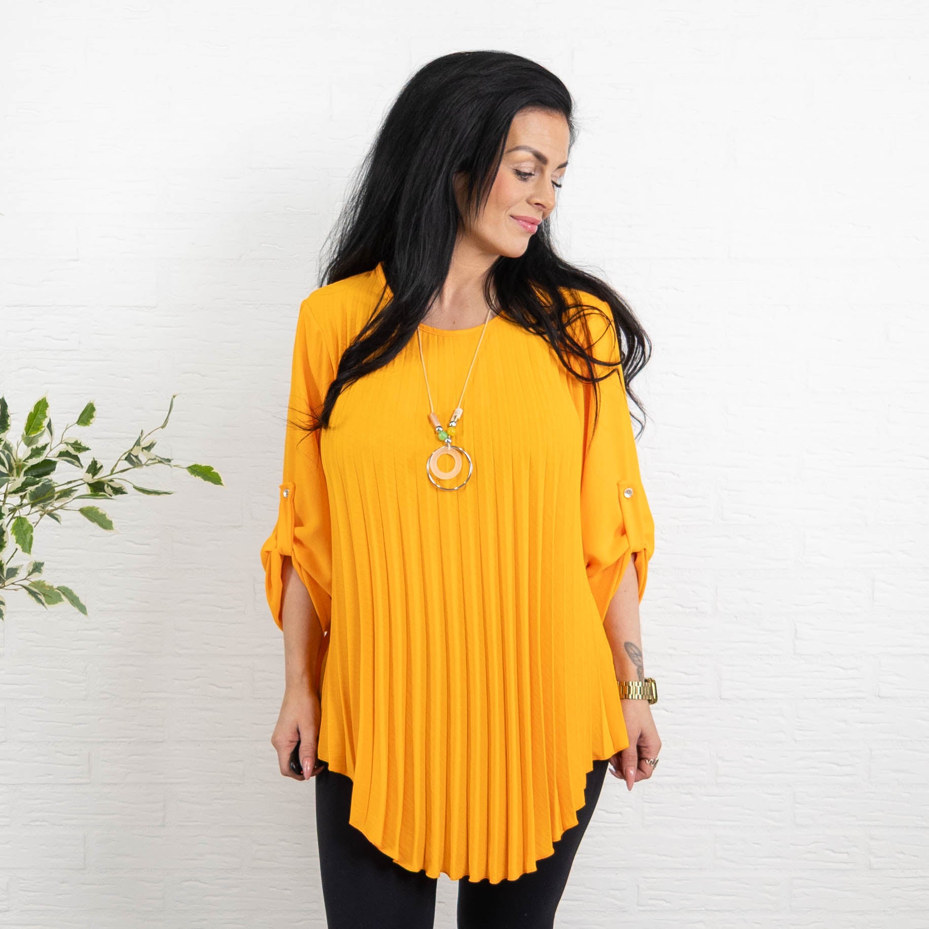 Bolette plisse overdel m. kæde, Orange